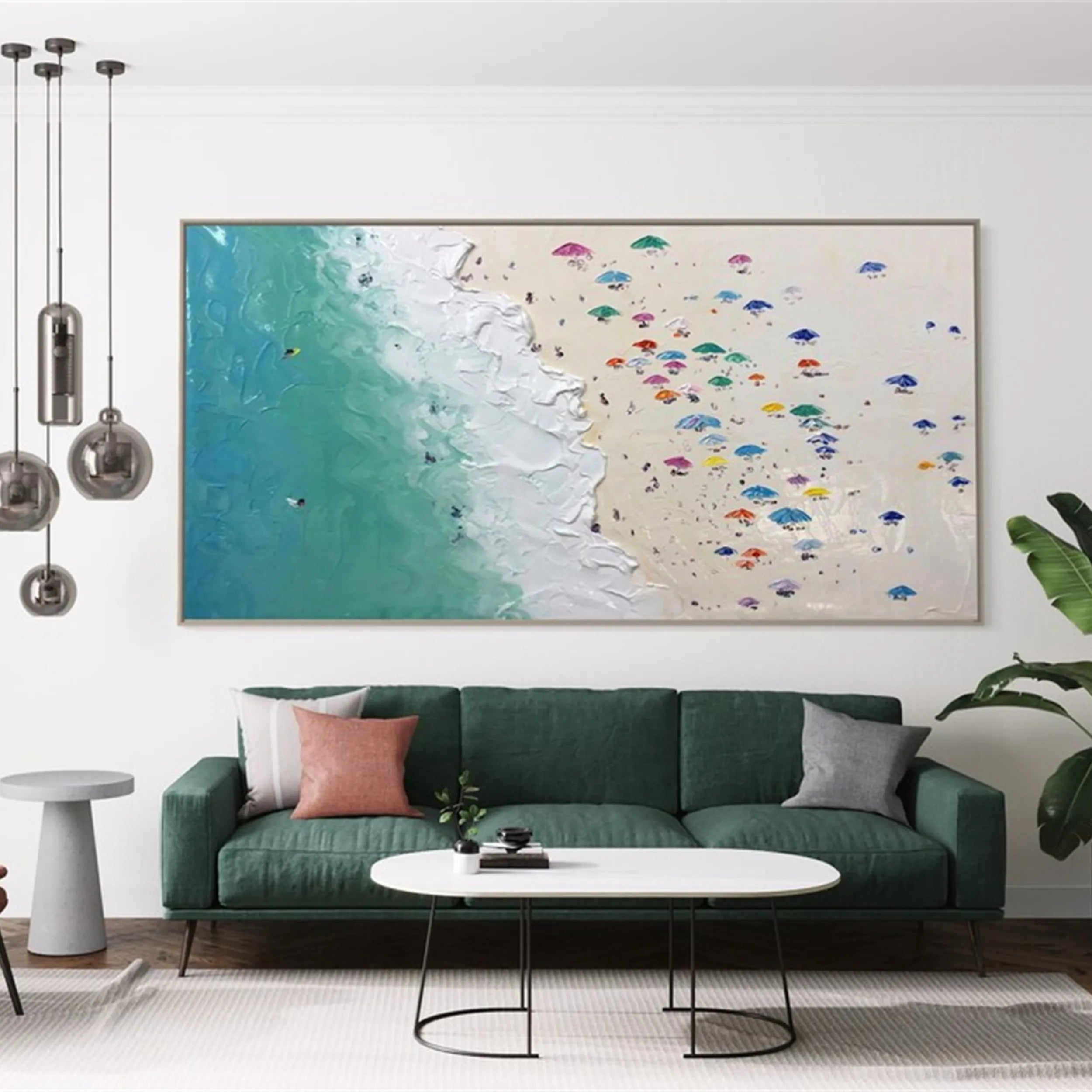 Seascape and Snowy Peak Painting #SP011 - Stunning Coastal and Mountain Landscape Artwork for Home & Office Decor