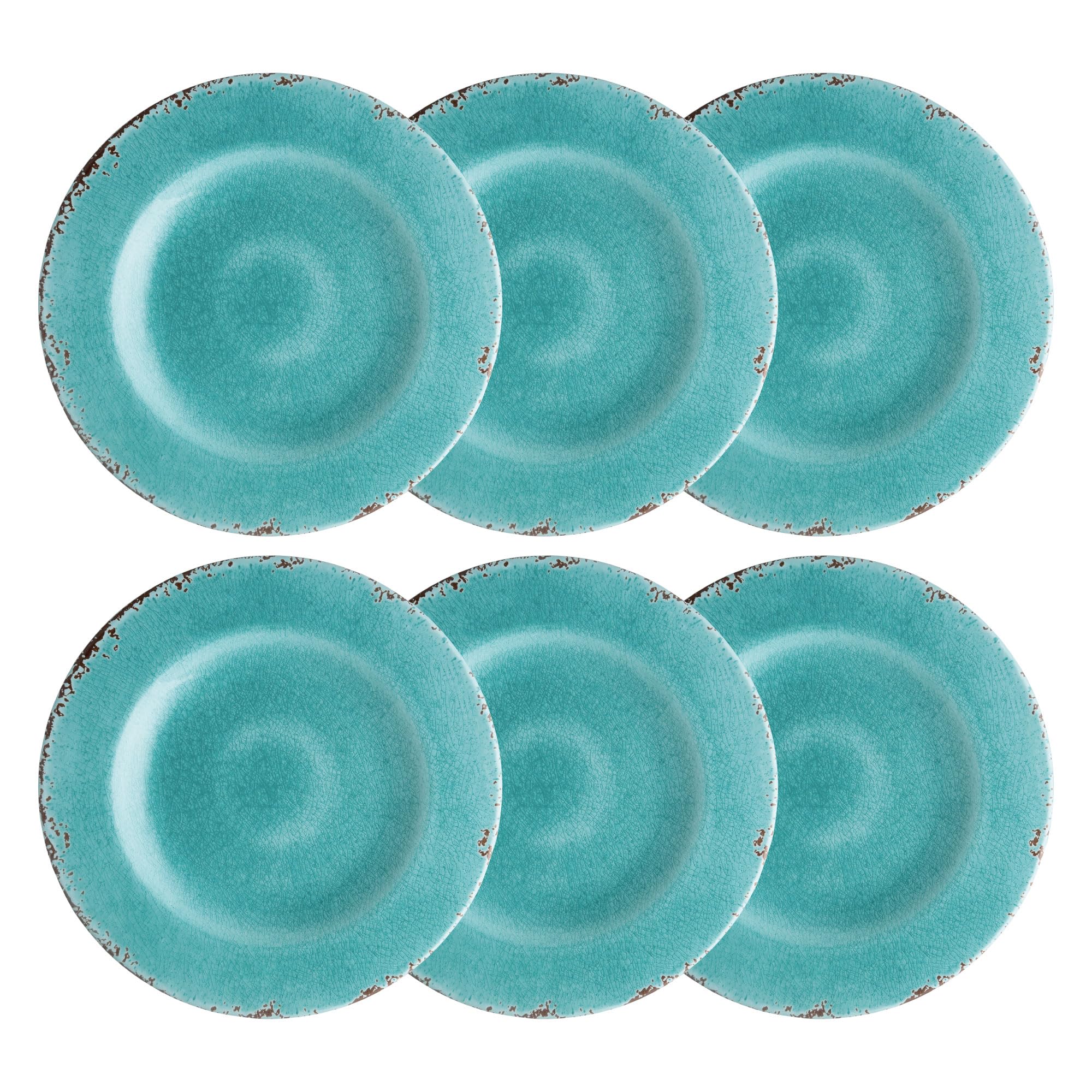 UPware 6-Pack Crackle Melamine Plates - BPA-Free, Dishwasher Safe, 8.75