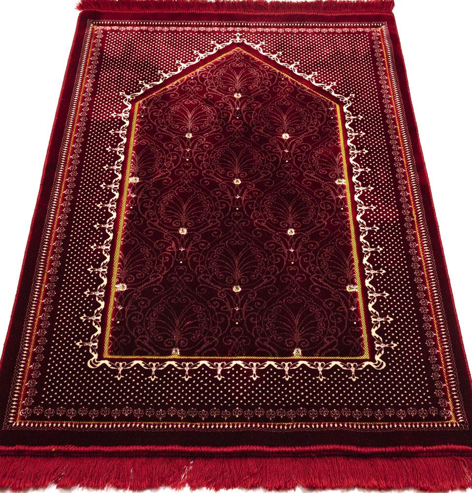 Premium Double Plush Wide Islamic Prayer Rug Topkapi - Soft Red Prayer Mat for Home, Mosque & Travel - Perfect for Daily Salah & Jummah Prayers