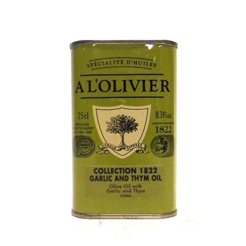 Premium A L'Olivier Extra Virgin Olive Oil Infused with Garlic & Thyme - 6 Pack (8.3oz Cans) - Perfect for Cooking, Salad Dressings & Gourmet Recipes