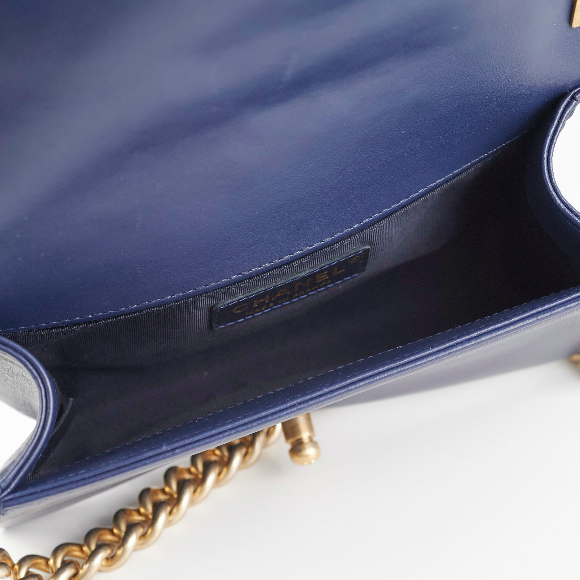Chanel Boy Small Blue Leather Quilted Shoulder Bag - Luxury Designer Handbag for Women, Perfect for Date Night & Evening Events