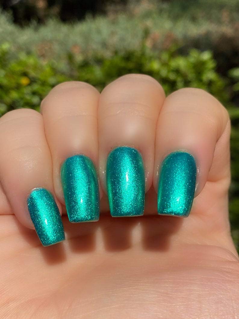 Electric Carnival - Green Metallic Foil Glitter Nail Polish 15mL | Long Lasting Shimmer Nail Lacquer for Parties, Halloween & Special Occasions