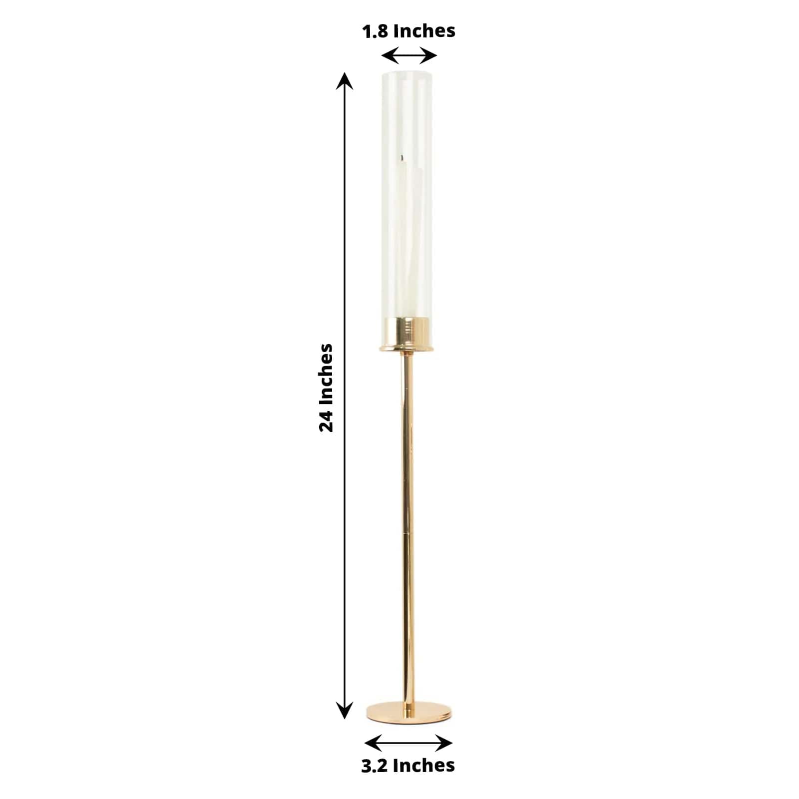 2 Pack Metal Hurricane Taper Candle Holders with Clear Cylinder Glass Shades - Elegant Table Centerpiece for Wedding, Dinner Party & Home Decor