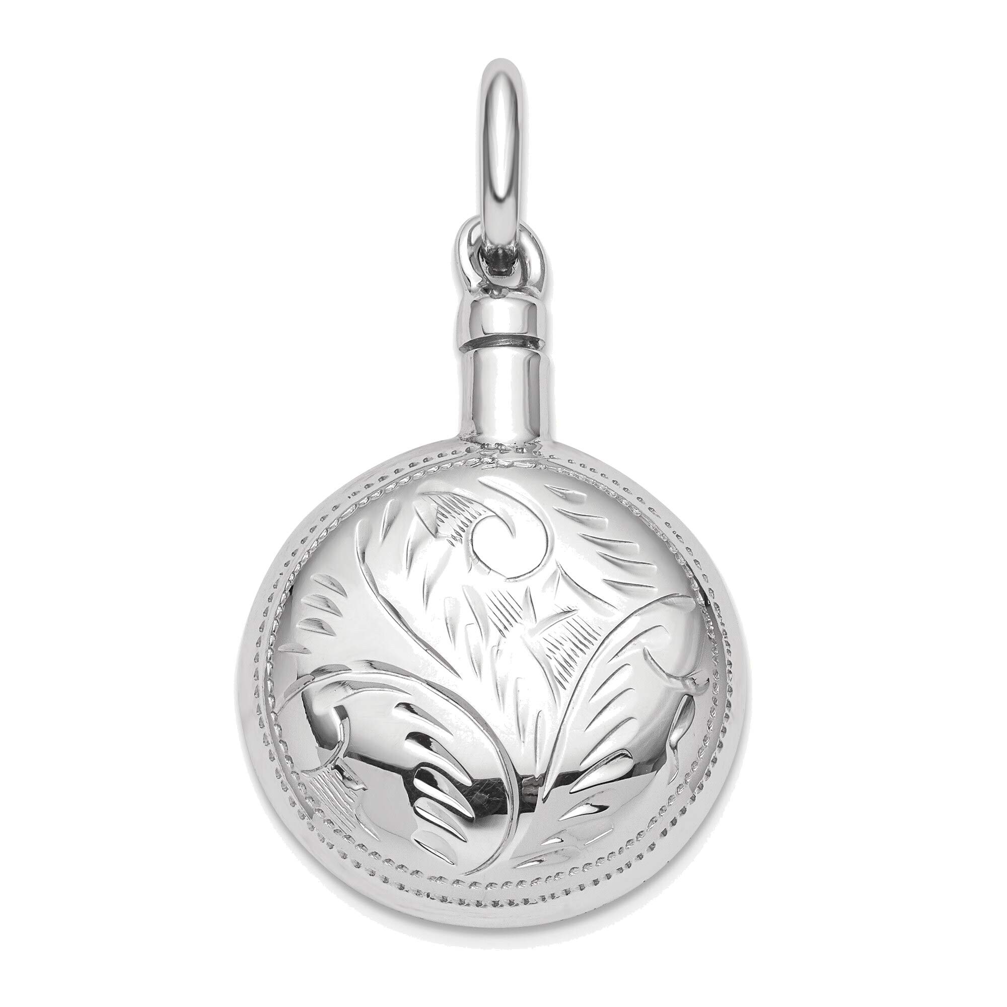 Bonyak Jewelry Solid Sterling Silver RH-Plated Polished Screw Top Ash Holder Pendant Necklace - Elegant Memorial Keepsake for Loved Ones | Perfect for Urn Jewelry, Cremation Jewelry & Remembrance Gifts