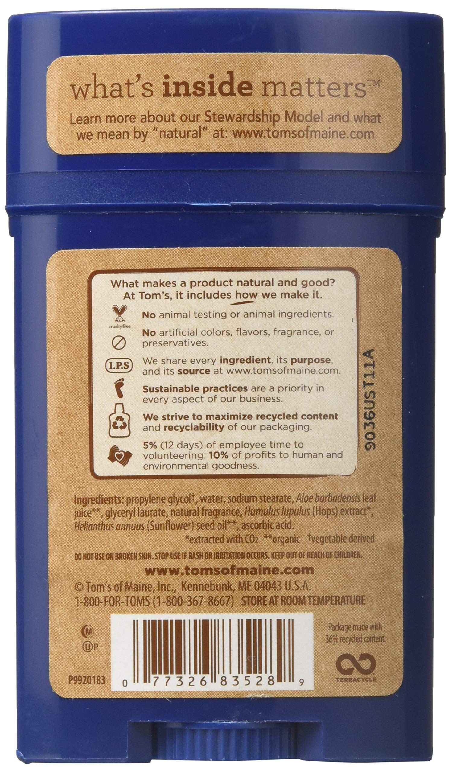 Tom's of Maine Natural Long Lasting Deodorant Stick for Men & Women - Mountain Spring Scent, 2.25 Oz | Aluminum-Free, Cruelty-Free & Vegan | Fresh All Day Protection for Workouts & Outdoor Activities