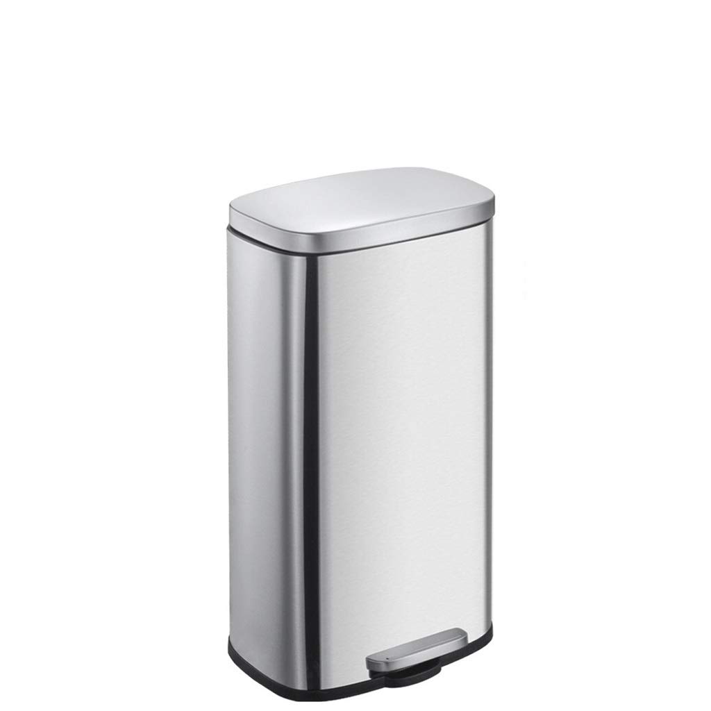 Stainless Steel Large Trash Can with Pedal Lid - 5.2/7.9/13.2 Gallon Capacity Garbage Bin for Home, Kitchen, Yard & Hotel - Odor-Proof & Hands-Free Operation - Perfect for Waste Disposal in Living Rooms, Offices & Outdoor Spaces (Size: M)