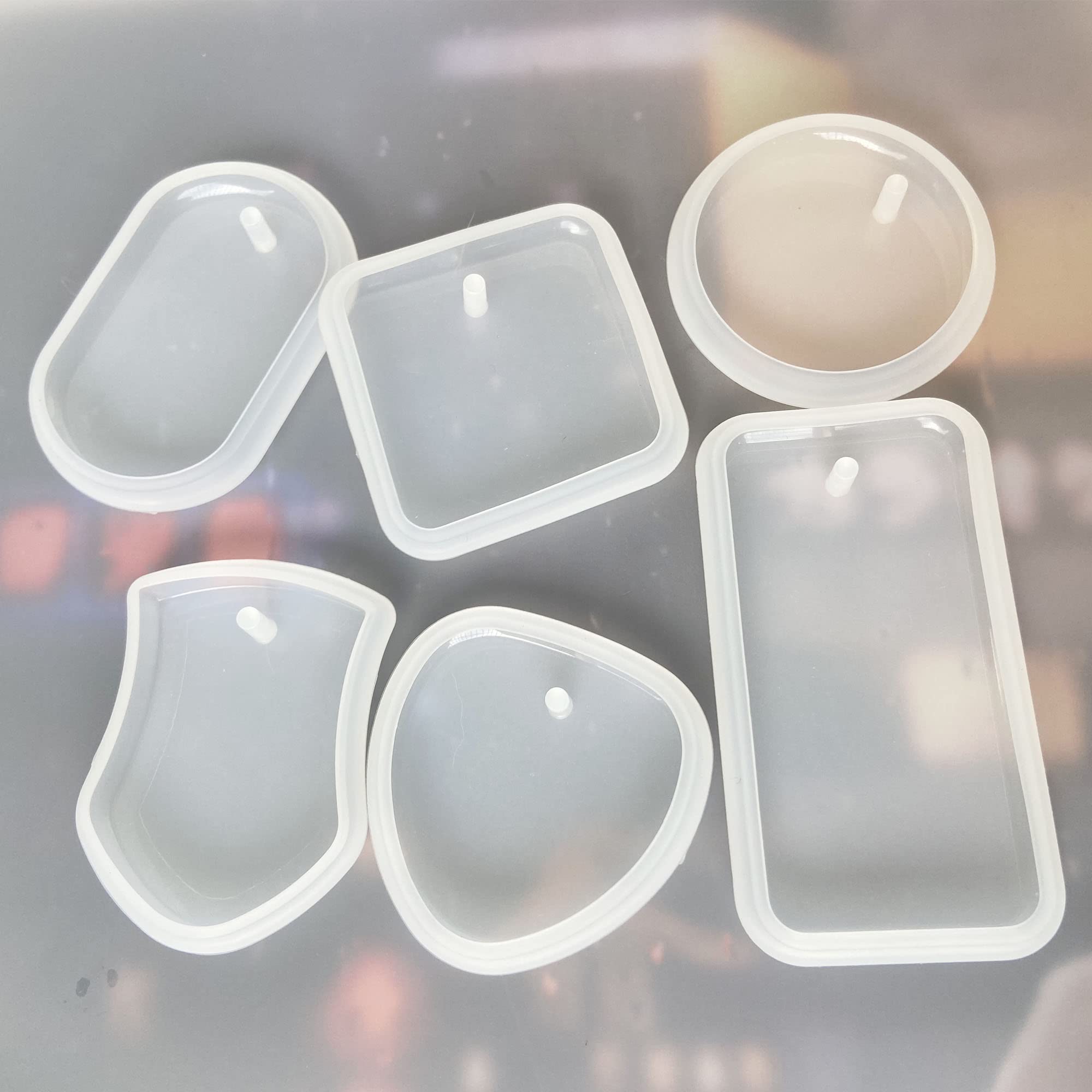Premium DIY Resin Pendant Molds Set - Heart, Round, Oval, Square & Rectangular Silicone Jewelry Molds for Handmade Necklaces, Keychains & Gifts - Perfect for Crafting, DIY Projects & Resin Art Creations