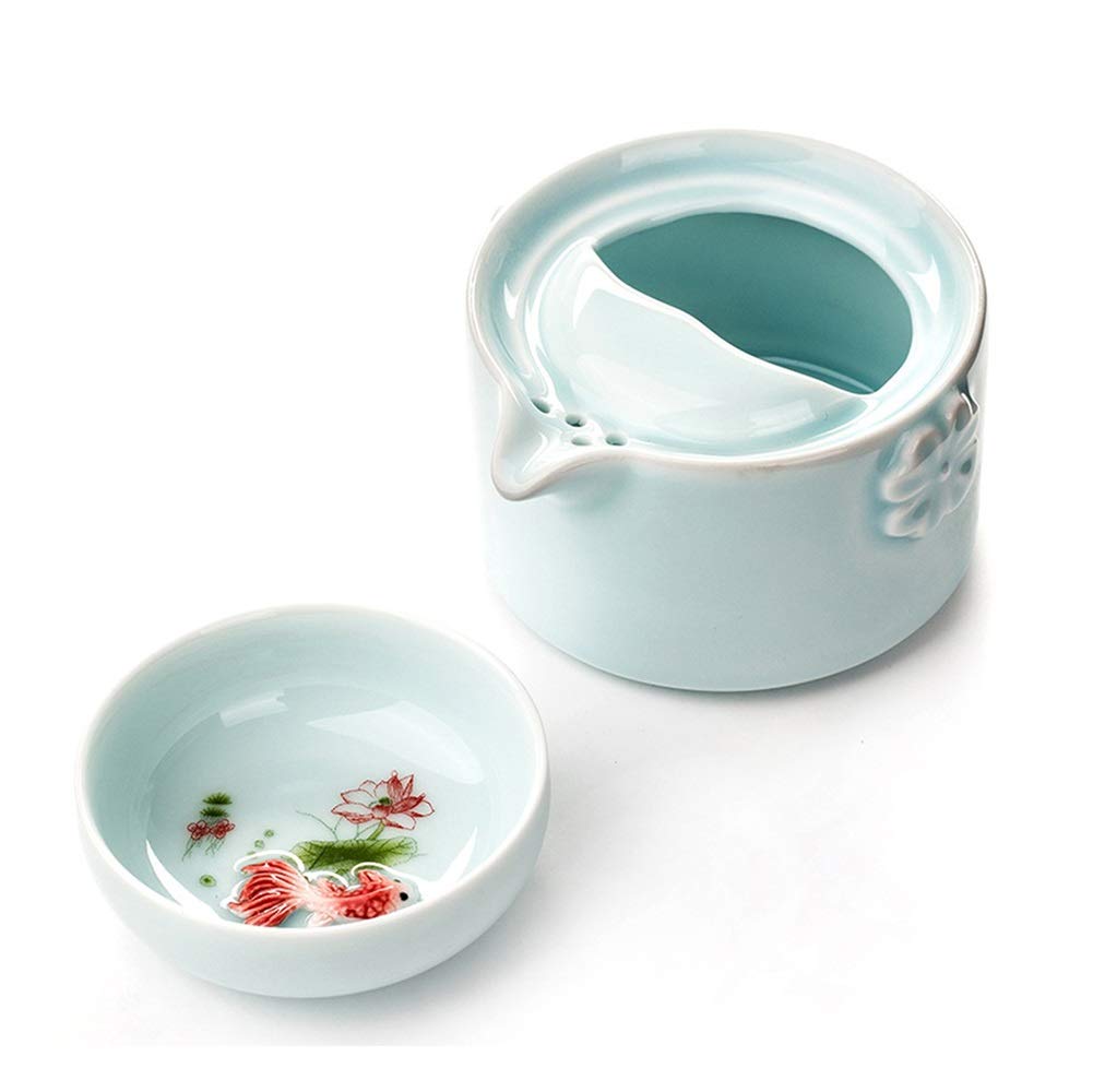 7.72oz Portable Chinese Kungfu Tea Set - Travel Porcelain Tea Ware with Canister Teacups - Perfect Gift for Women - Ideal for Tea, Coffee & Espresso - Great for Camping, Office & Home Use (Color: Type 2)