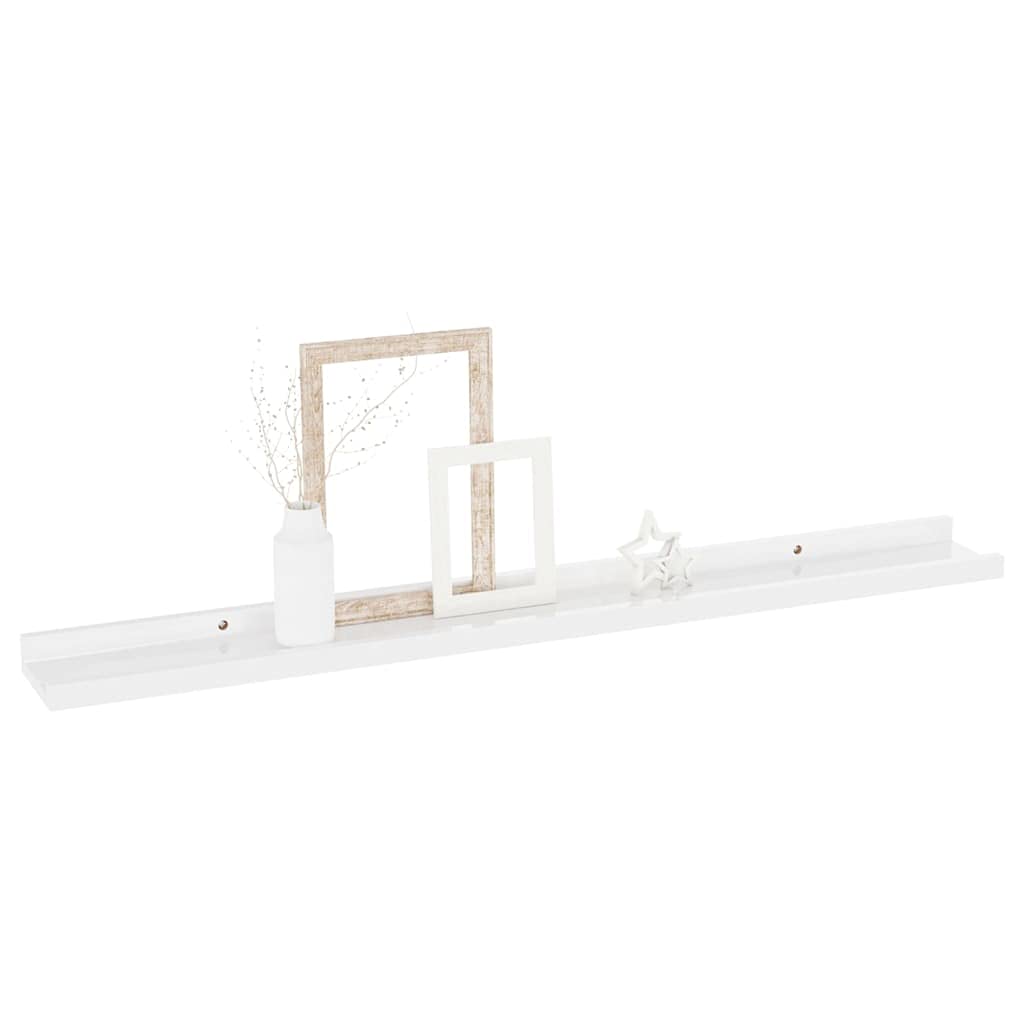 vidaXL 2-Pack High Gloss White Wall Shelves - Modern MDF Floating Shelves for Living Room, Bedroom & Bathroom - Durable Storage & Display Shelves for Books, Decor & Essentials