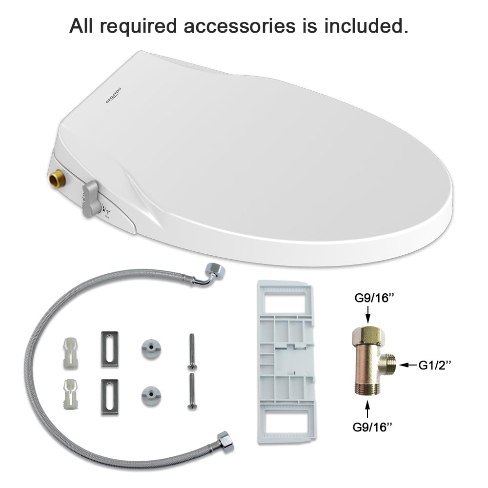 Non-Electric Bidet Toilet Seat with Self-Cleaning Dual Nozzles - Warm Water Spray for Feminine & Rear Wash, Soft Close Hinges, Easy DIY Installation - Perfect for Bathroom Upgrade & Hygienic Cleaning