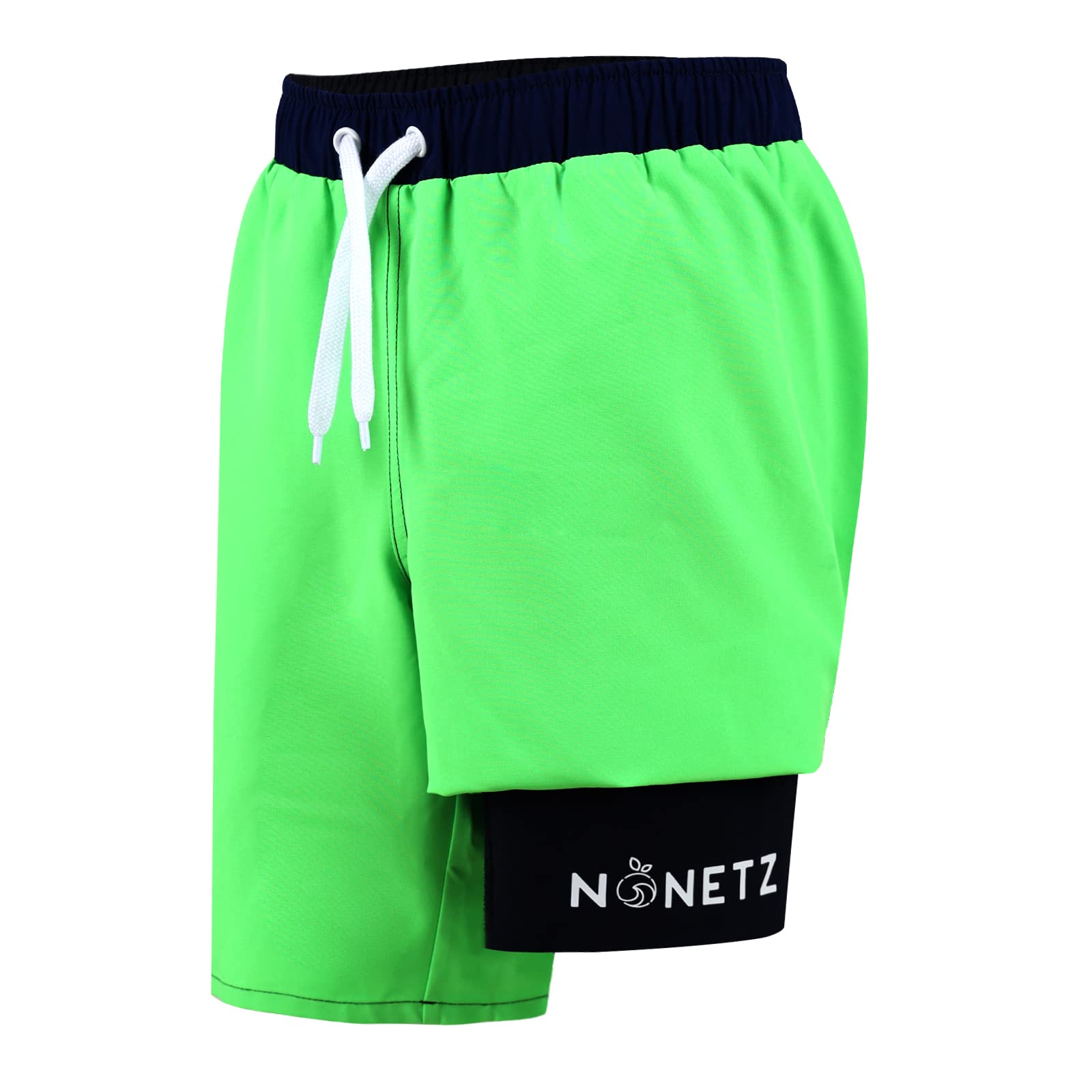 NONETZ Anti-Chafe Boys Swim Trunks with Built-in Boxer Brief Lining - Quick Dry Comfort for Beach, Pool & Water Sports