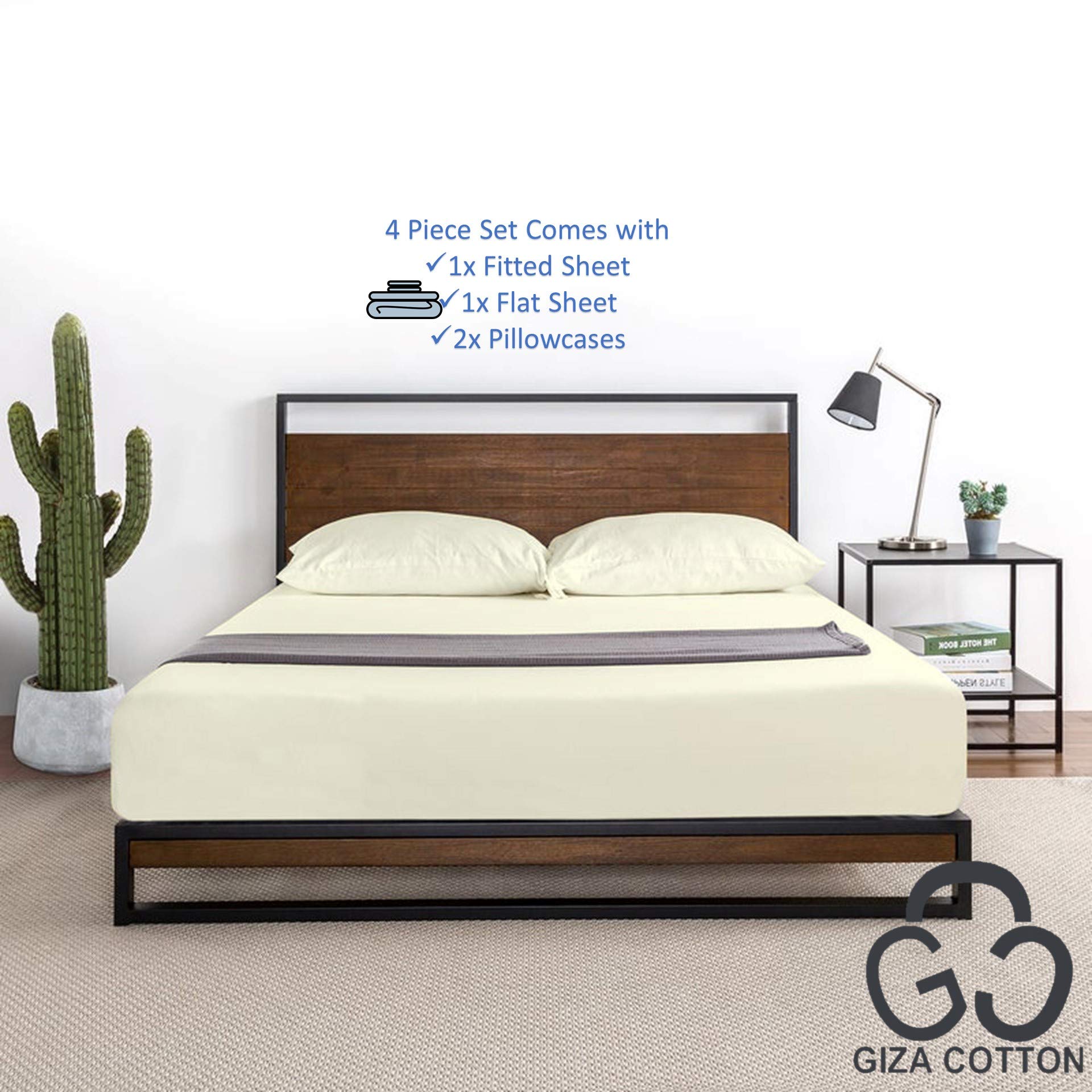 Premium 100% Giza Egyptian Cotton 4-Piece RV King Bed Sheet Set - 28