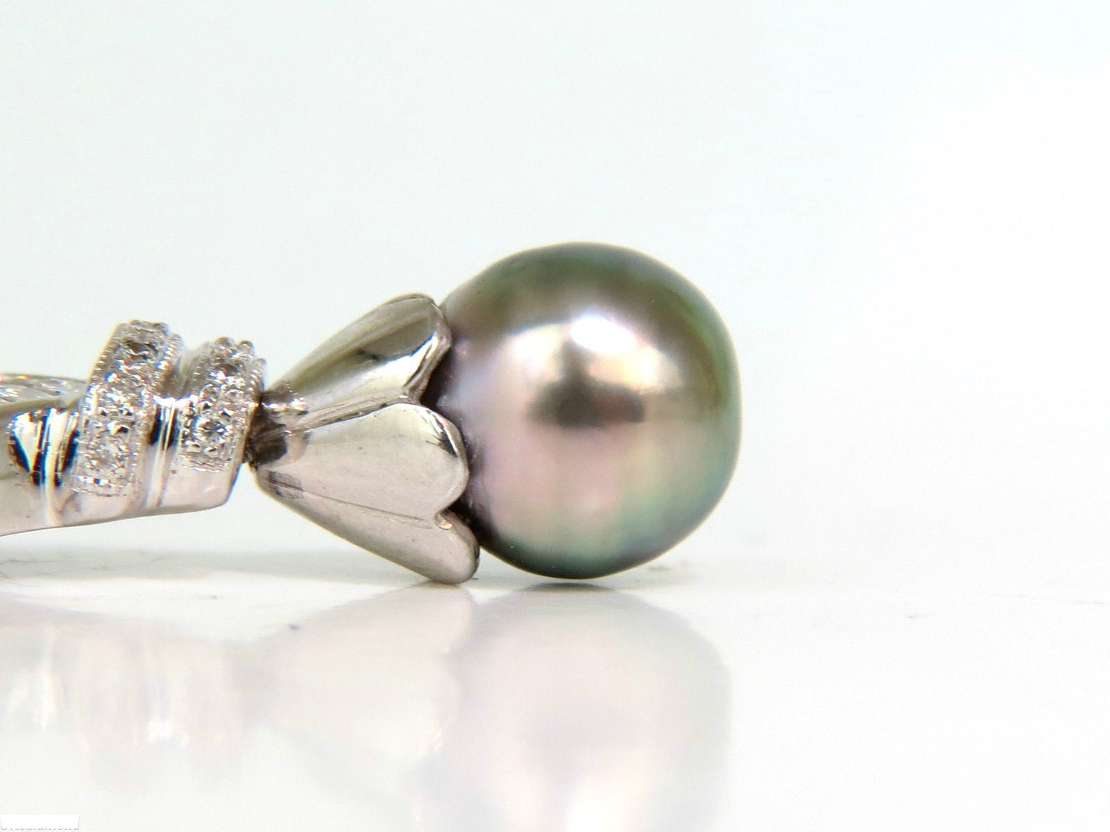 10.50MM Natural Tahitian Pearl & 1.10CT Diamond Pendant Necklace in 14K Gold - Elegant Jewelry Gift for Women, Perfect for Weddings, Anniversaries & Special Occasions