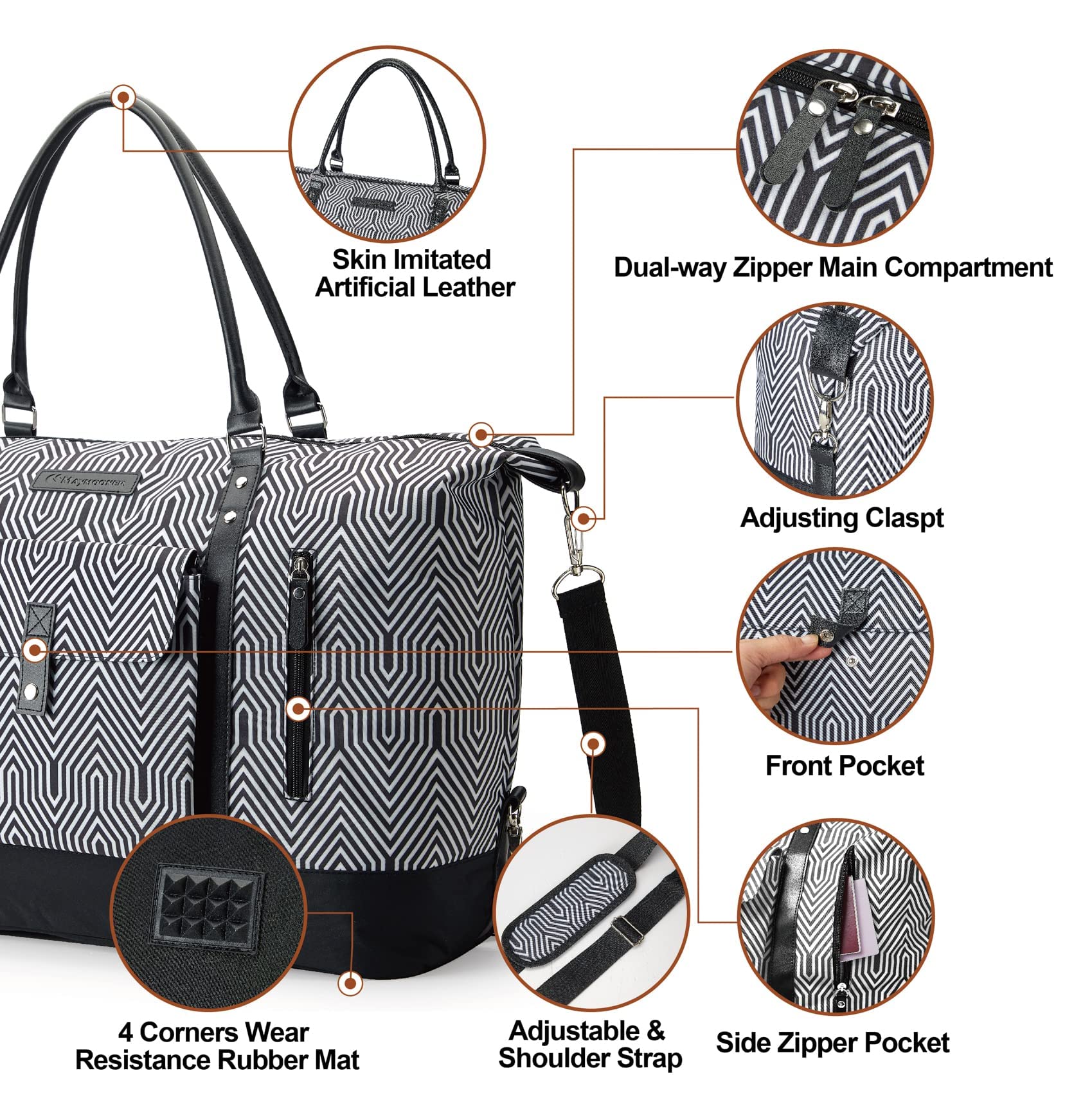 MAYMOONER Unisex Travel Tote Duffle Bag - Large Weekender Overnight Bag for Men & Women | Perfect for Gym, Beach Trips & Weekend Getaways