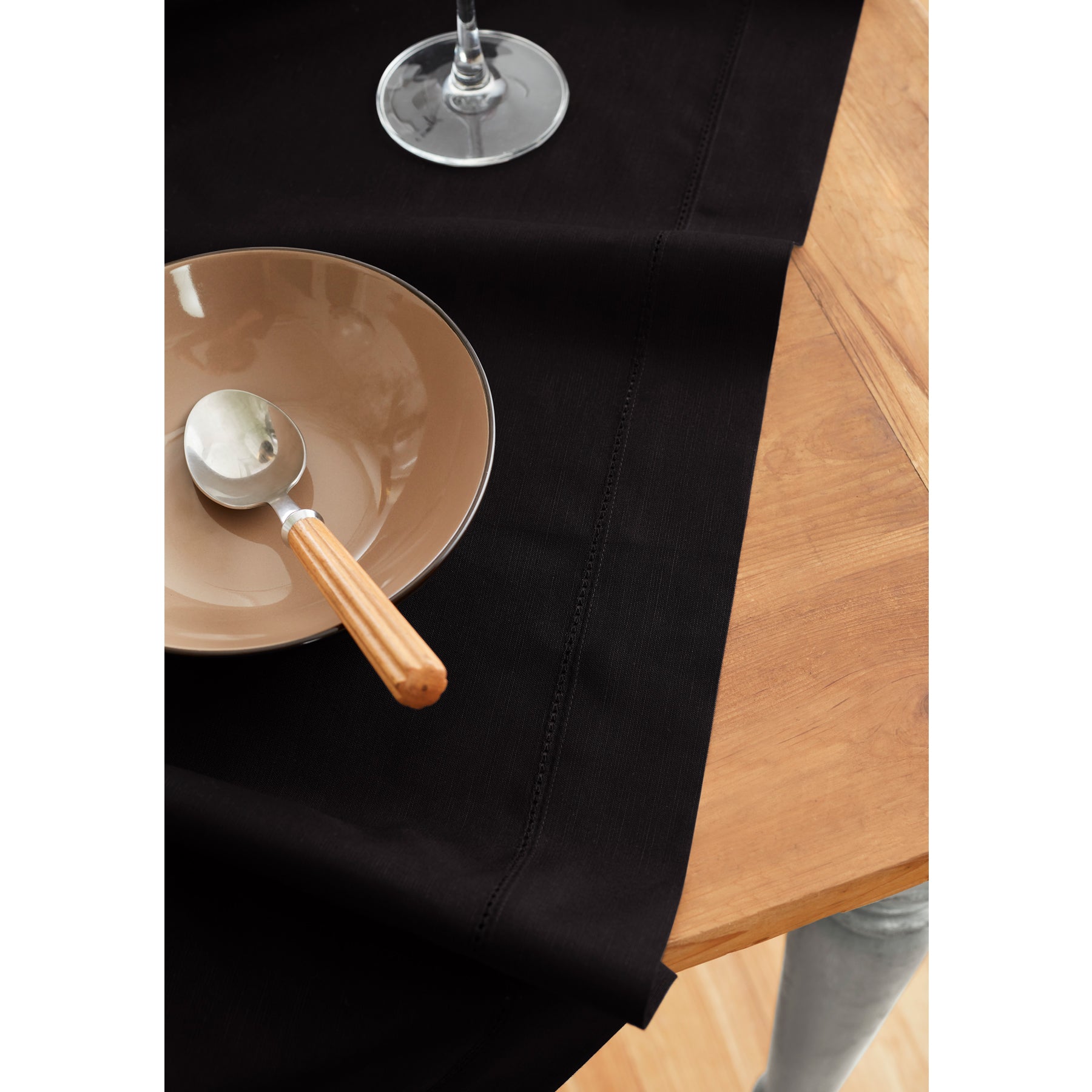 Premium Cotton Linen Hemstitch Table Throw - Elegant Decorative Table Runner for Dining Room, Wedding, Party & Home Decor