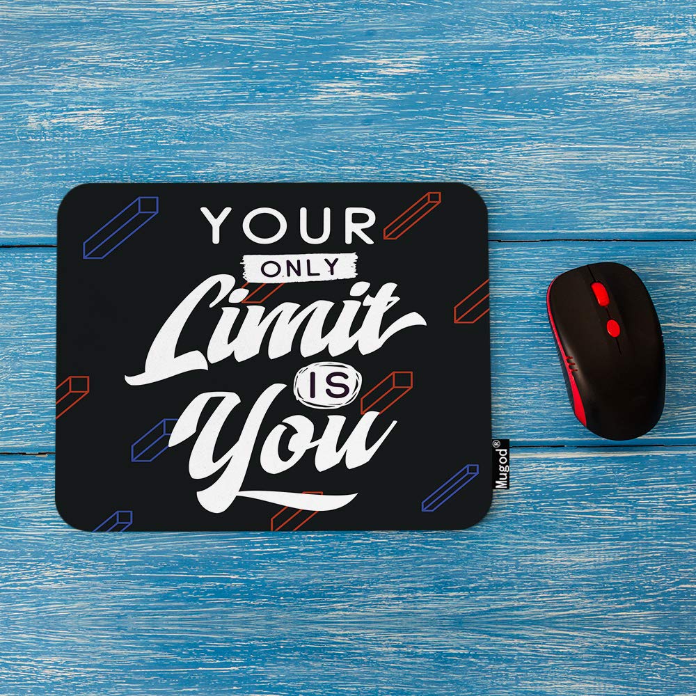 Motivational Quote Mouse Pad - 'Your Only Limit is You' Geometric Black & White Gaming Mouse Mat with Non-Slip Rubber Base - 9.5x7.9 Inch for PC, Laptop, Office & Home Workspace - Perfect for Gamers, Programmers & Remote Workers