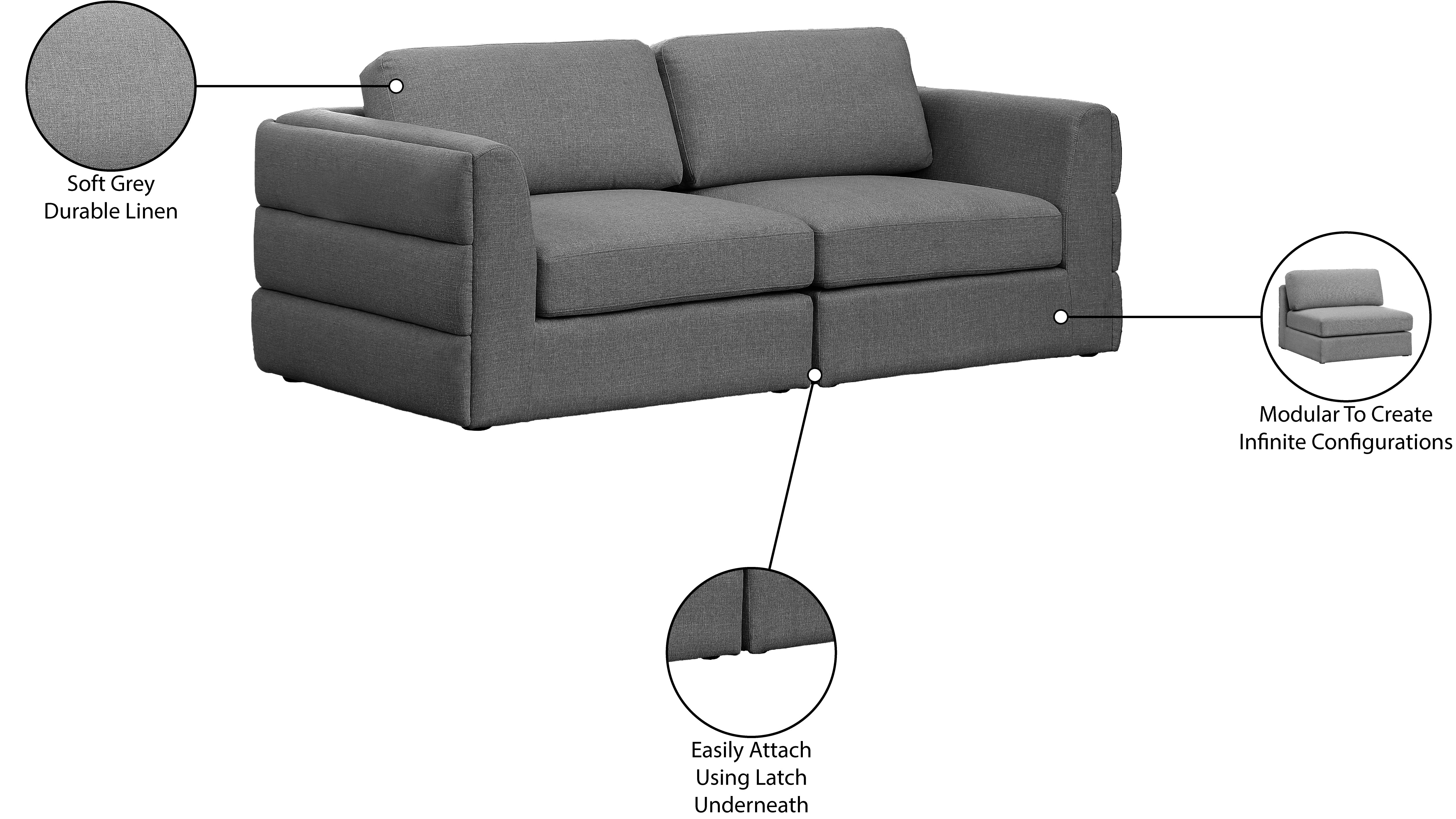 Beckham Durable Linen Textured Fabric Modular Sofa - Modern Sectional Couch for Living Room, Lounge & Home Theater - Washable Removable Covers, Easy Assembly