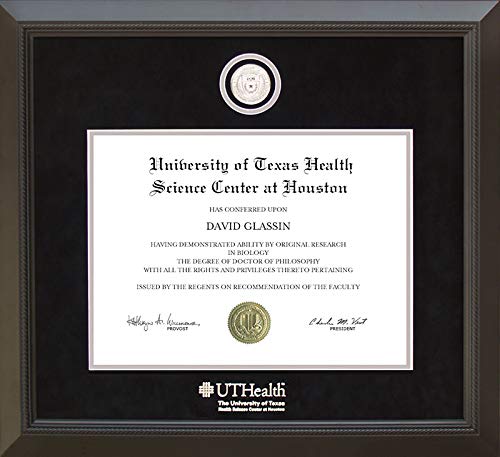 Premium UTHealth Diploma Frame with Silver School Medallion - Perfect for Graduation Display & Office Decor