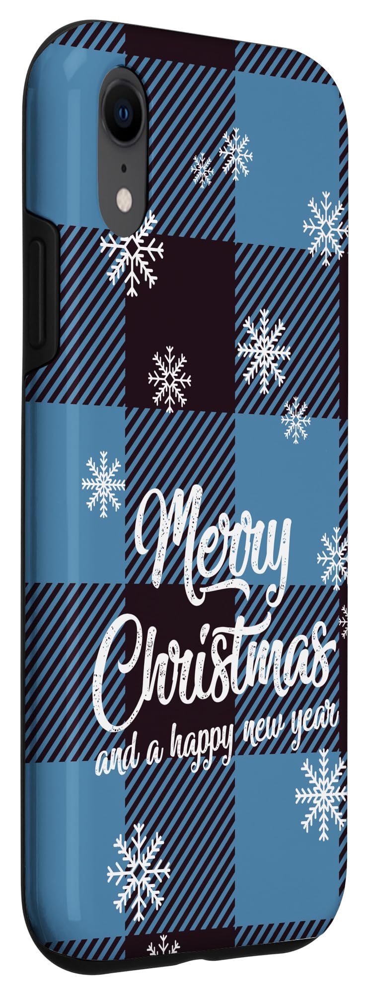 iPhone XR Christmas Phone Case - Blue Buffalo Plaid Design with 