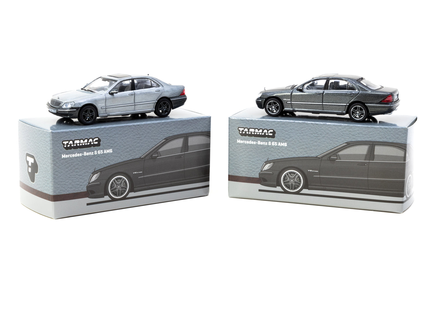 Tarmac Works 1/64 Scale Mercedes Benz S65 AMG Diecast Model Car - Tectite Grey Metallic - Collectible Miniature Vehicle for Display & Racing Scenes