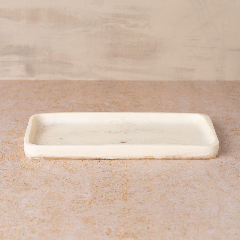 Premium Flow Resin Bathroom Caddy Tray - Marshmallow Design | Waterproof Shower Organizer for Toiletries, Soap & Beauty Products | Perfect for Spa, Bathroom & Vanity Organization