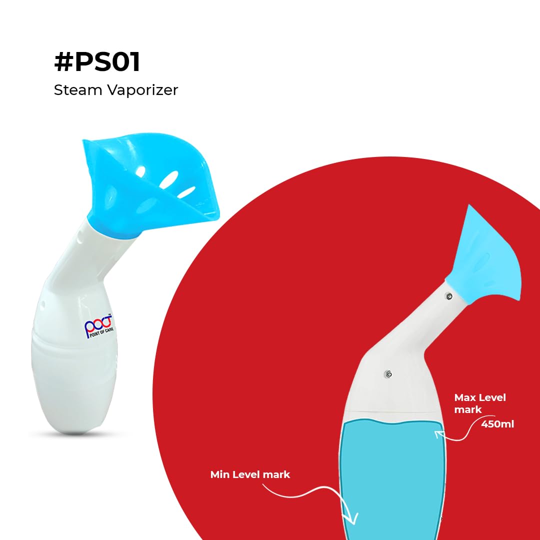 Portable POCT Steamer for Cold & Cough Relief - Facial Steam Inhaler & Vaporizer Machine with Adjustable Settings (White) - Perfect for Home Use, Spa Treatments, and Respiratory Therapy