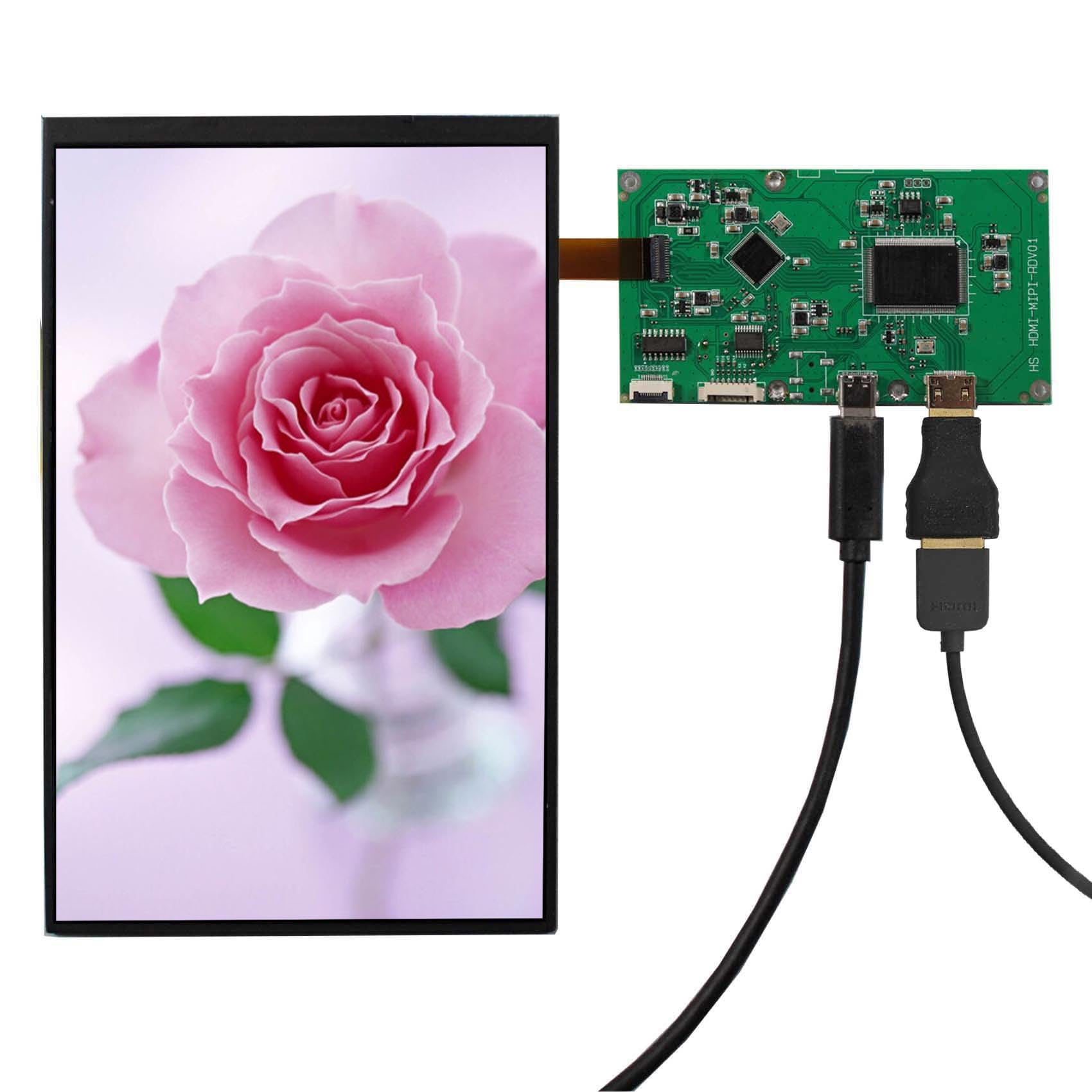 VSDISPLAY 7 Inch IPS LCD Screen 800x1280 Resolution 350nit Brightness with Mini HDMI Controller Board - Perfect for Raspberry Pi, DIY Projects and Digital Signage Displays