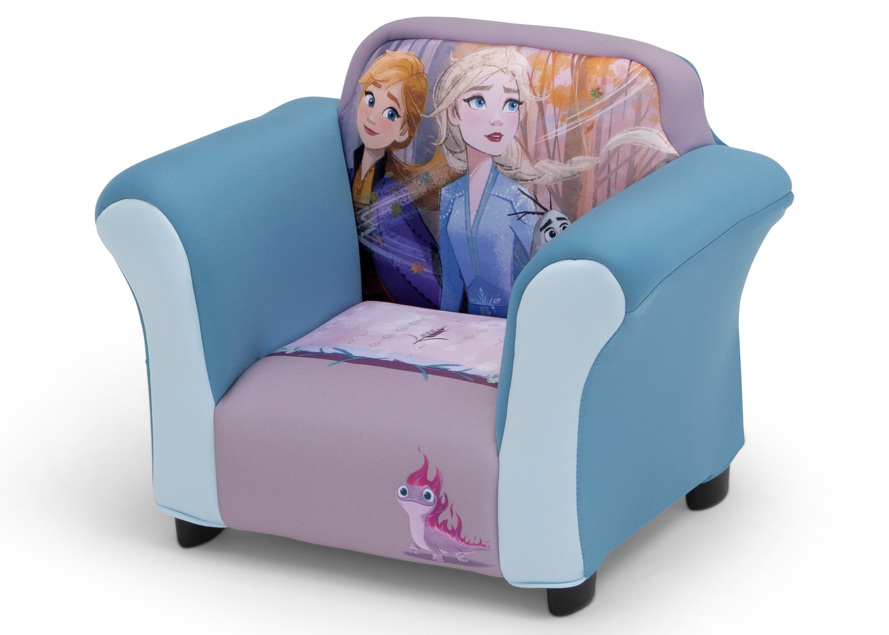 Frozen II Kids Upholstered Chair with Sculpted Plastic Frame - Disney Princess Elsa Anna Movie Themed Seating for Bedroom, Playroom & Nursery Decor
