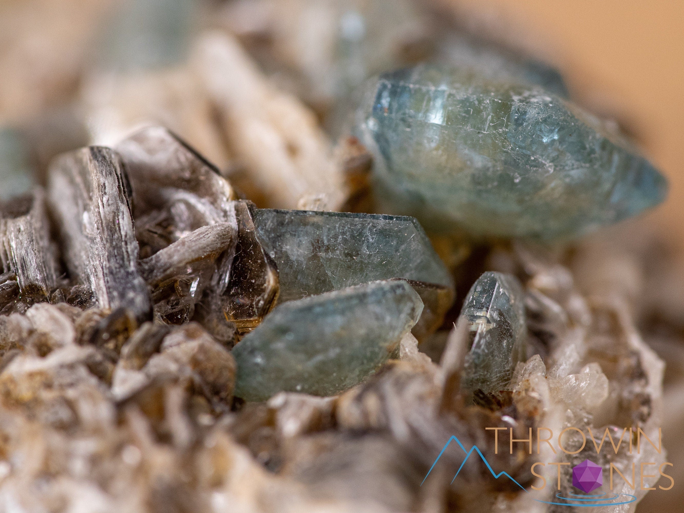 Natural Apatite on Feldspar with Muscovite Raw Crystal Cluster - Healing Stones, Mineral Specimen, Housewarming Gift, Home Decor for Living Room & Office