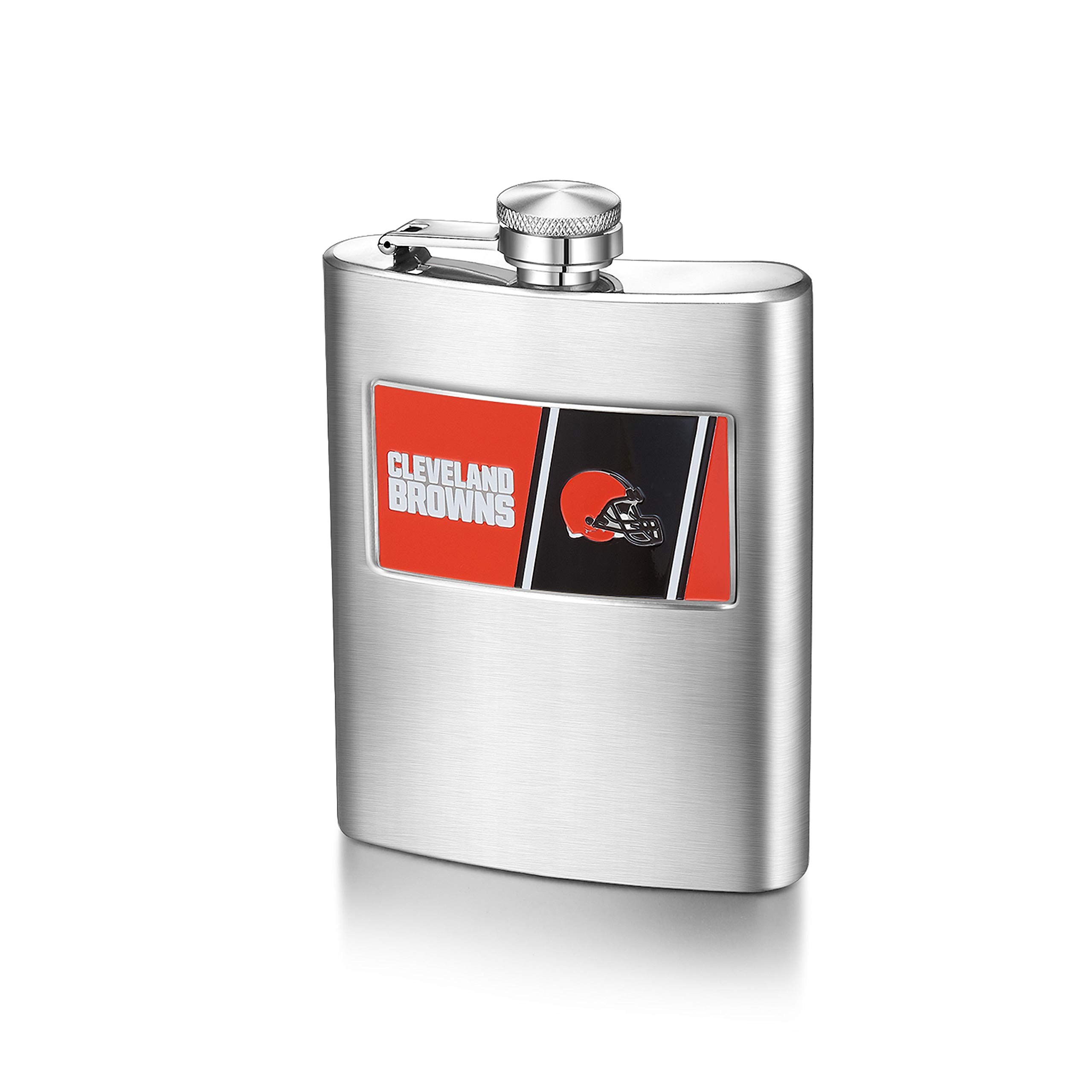 NFL Cleveland Browns 8oz Matte Stainless Steel Hip Flask with Team Logo & Funnel - Perfect for Tailgating, Gifts & Game Day Parties