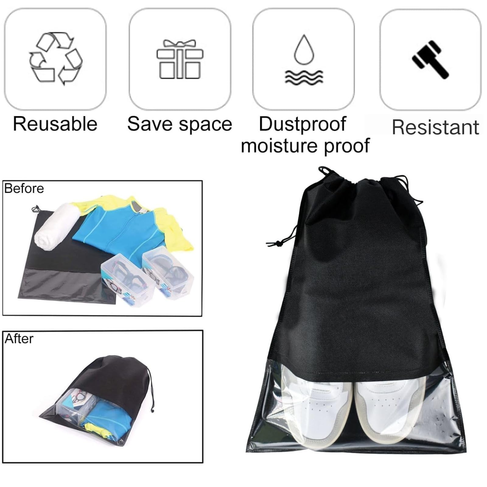 8 Pack Clear Shoe Storage Bags - 15.7