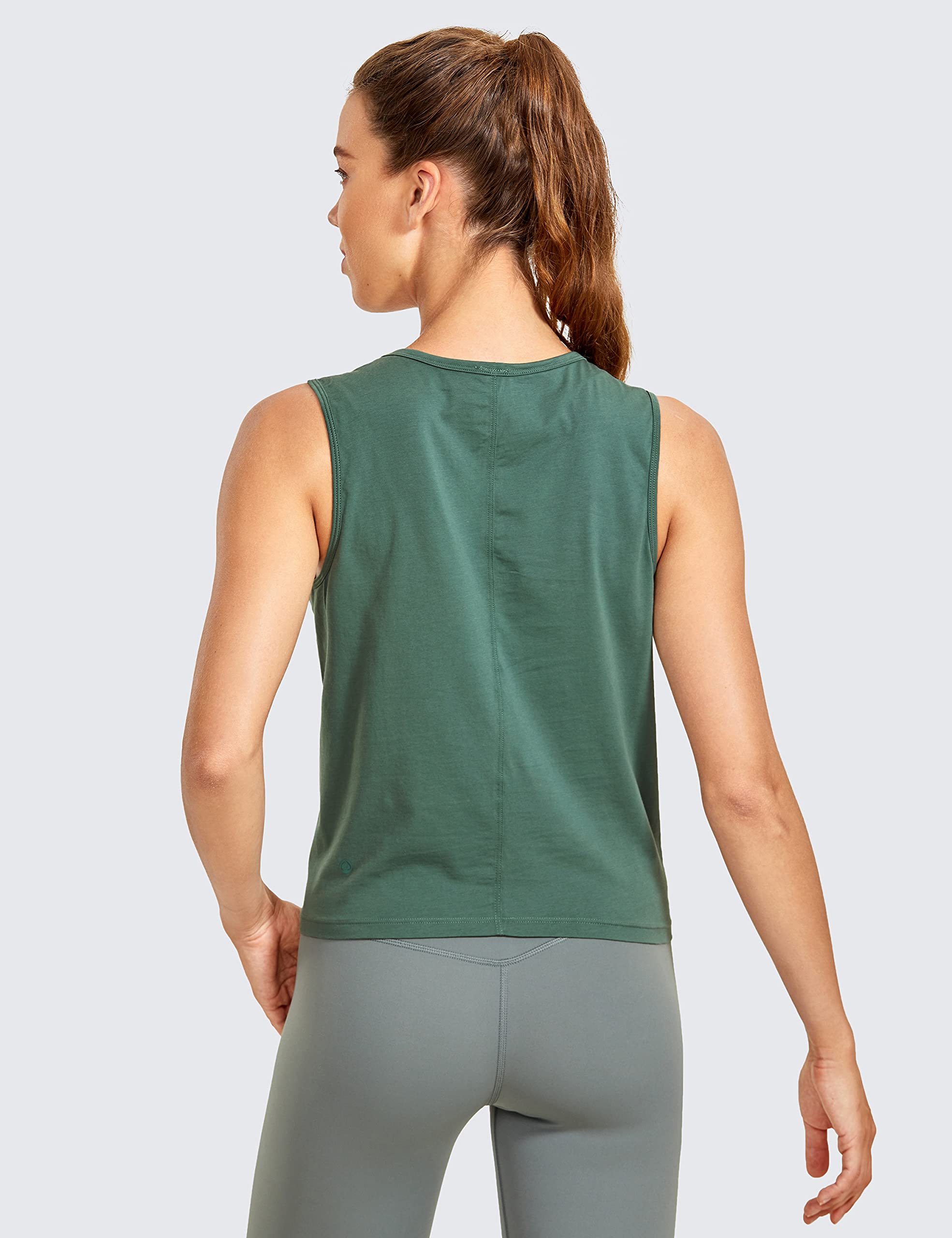 CRZ YOGA Women's Pima Cotton High Neck Sleeveless Yoga Crop Top - Breathable Workout Tank for Yoga, Gym & Running - Athletic Casual Wear for Women