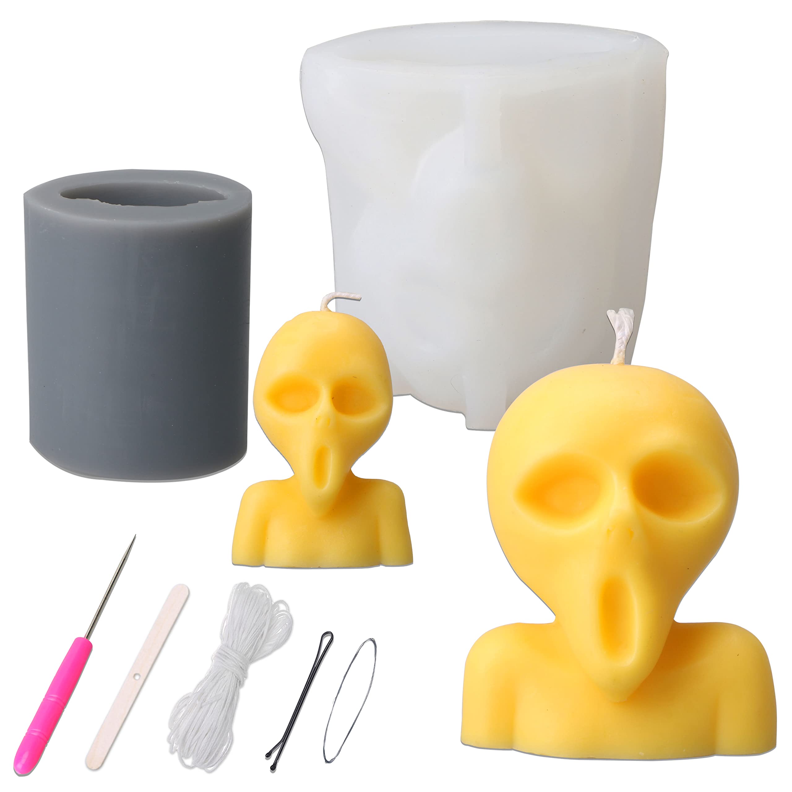 2PCS Large Skull Silicone Molds for Candle Making & Epoxy Resin Casting - DIY Home Decor, Halloween Crafts, and Unique Art Projects