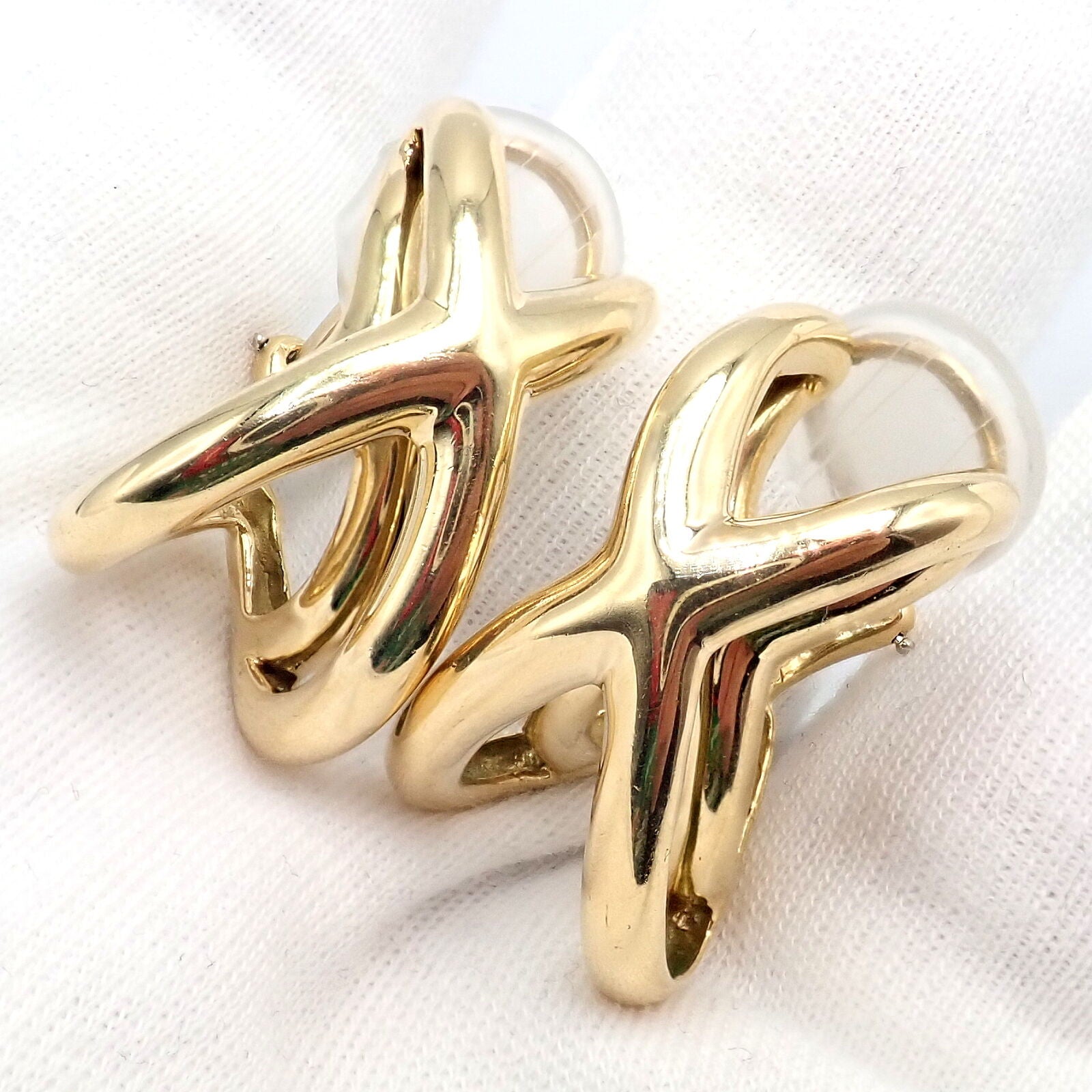 Vintage Tiffany & Co Claflin 18k Yellow Gold Large Double X Crisscross Earrings - Luxury Statement Jewelry for Women, Perfect for Weddings & Special Occasions