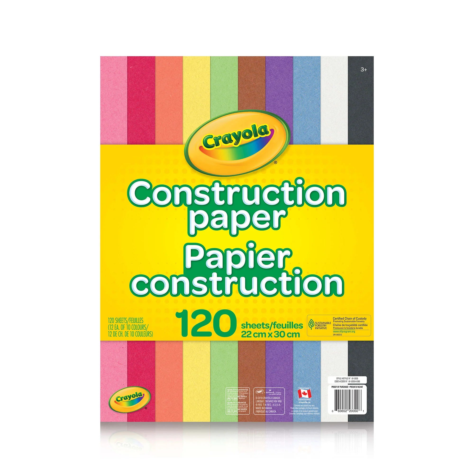 Crayola Construction Paper - 120 Sheets, 10 Colors, 9x12 Inches - Bulk Art Supplies for Kids, School Projects, Scrapbooking & DIY Crafts - Vibrant, Durable & Acid-Free Paper for Classroom & Home Use