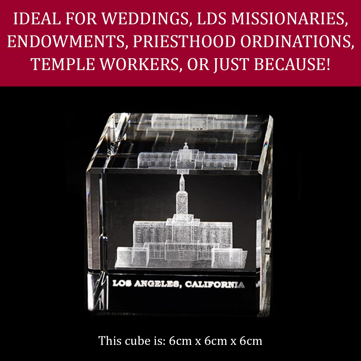 Crystal Cube Desk Decor - Elegant LDS Temple Paperweight for Office & Christian Home Decor | Perfect for Work Desks, Gift Ideas & Spiritual Spaces