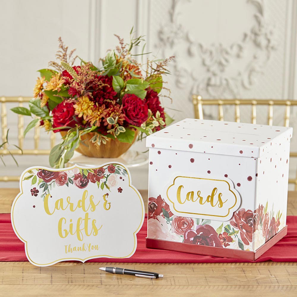 Burgundy Blush Floral Party Decor Sign Kit - Set of 8 Wedding & Baby Shower Decorations for Wall, Table, and Photo Backdrop