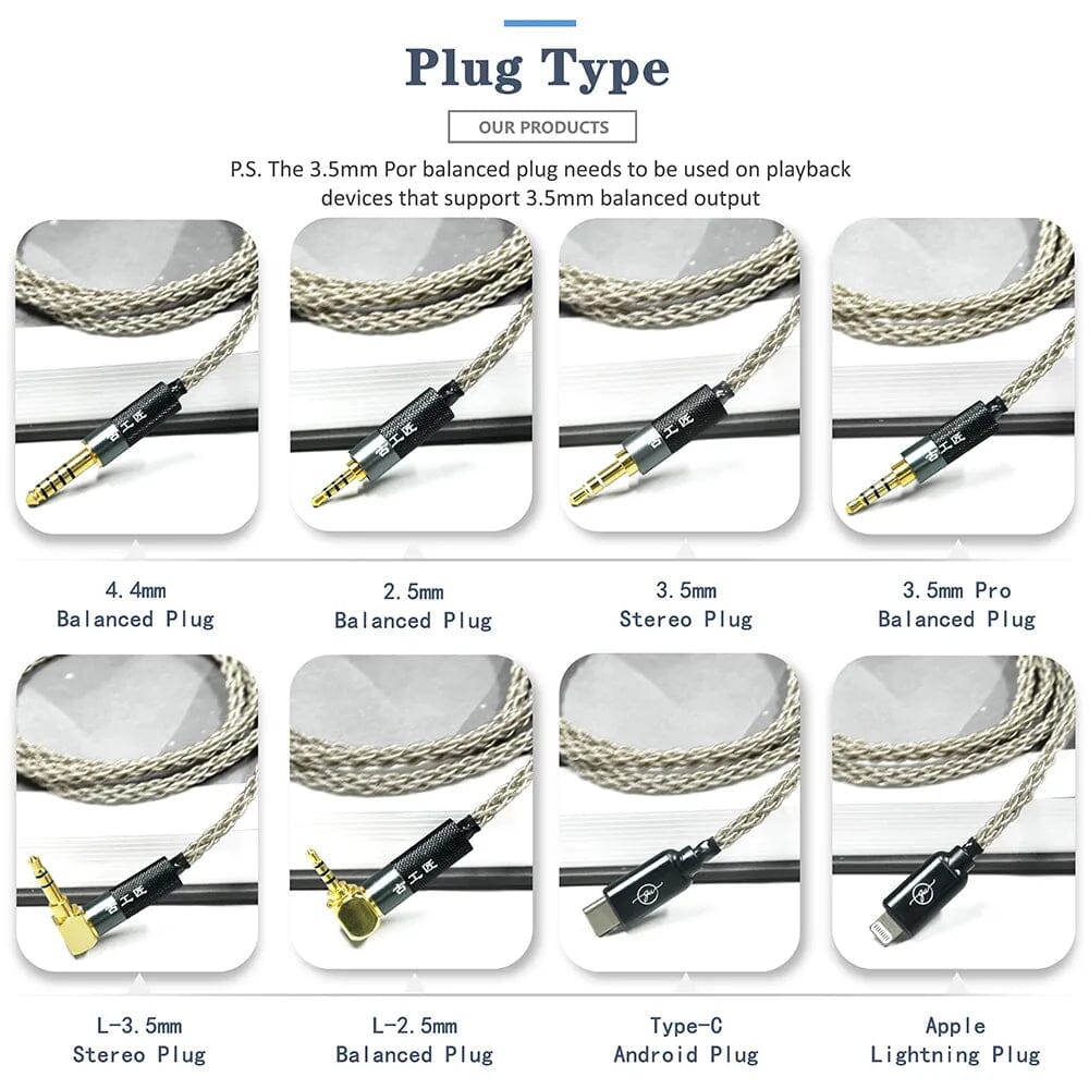 Premium GUCraftsman 6N Single Crystal Silver 0.78mm Hi-Fi Earphone Cable - Compatible with A12t/U12, A18 TIA, Oriolus RE2000PRO, iSINE20 - Perfect for Audiophiles & Professional Music Listening