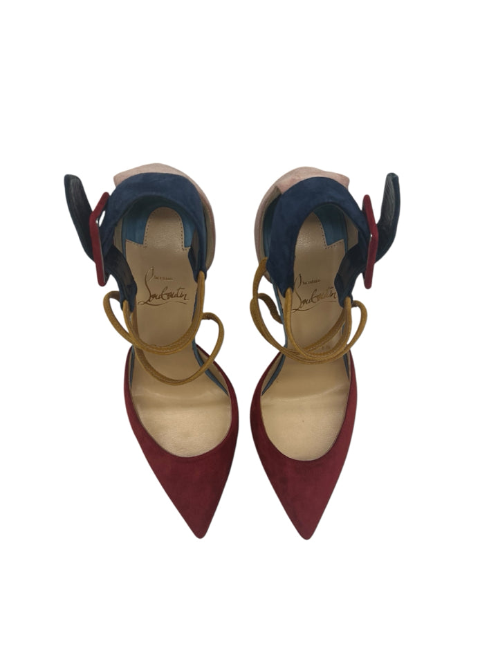 Christian Louboutin Suede Color Block Women's Heels - Size 37 (US 7) - Luxury Designer Pumps for Parties, Weddings & Special Occasions