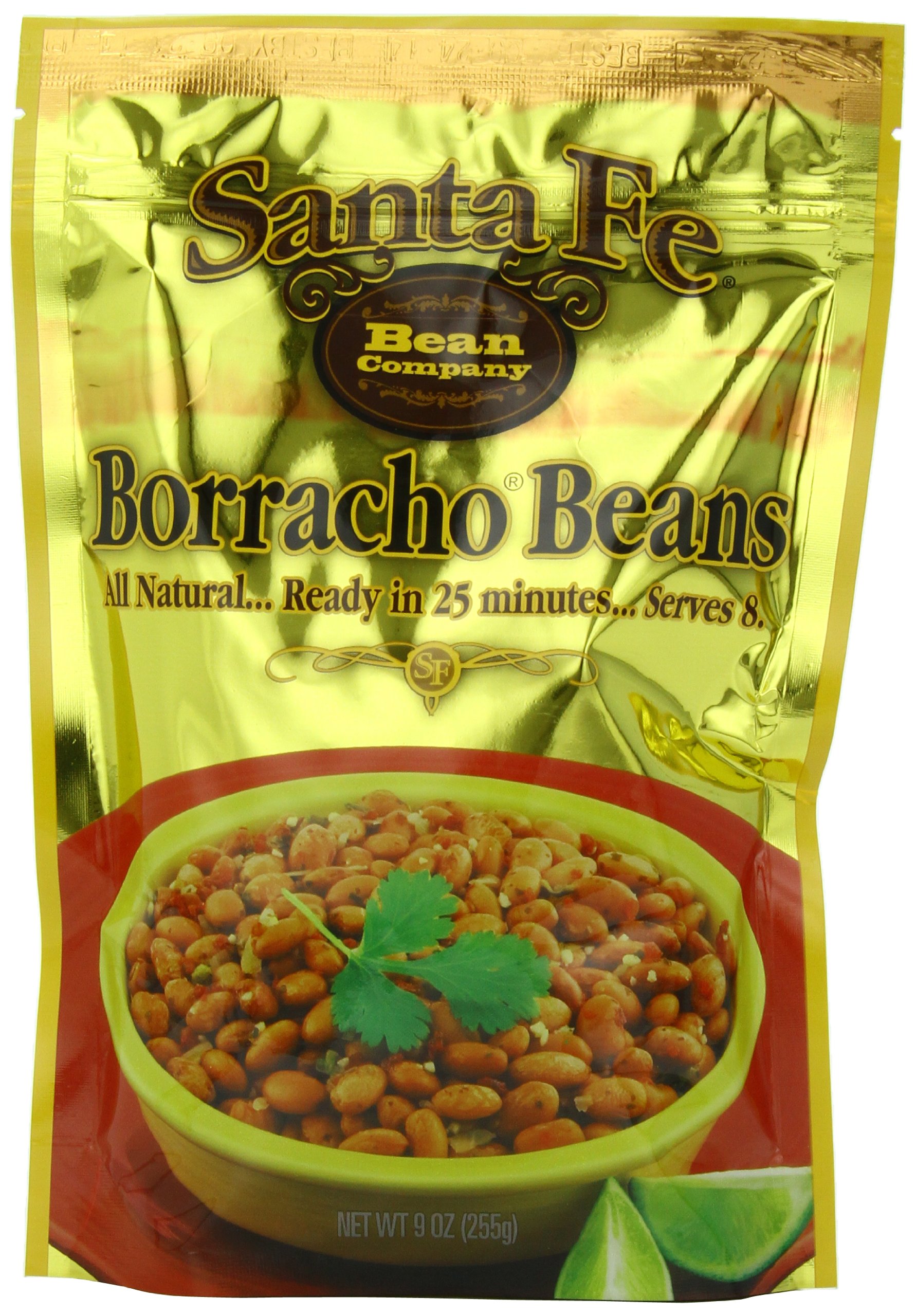 Santa Fe Bean Company Borracho Beans 9-Ounce Pouch (Pack of 8) | Instant Mexican-Style Beans | All Natural, High Fiber, Protein Rich, Fat Free, Low Sodium | Perfect for Tacos, Burritos & Quick Meals
