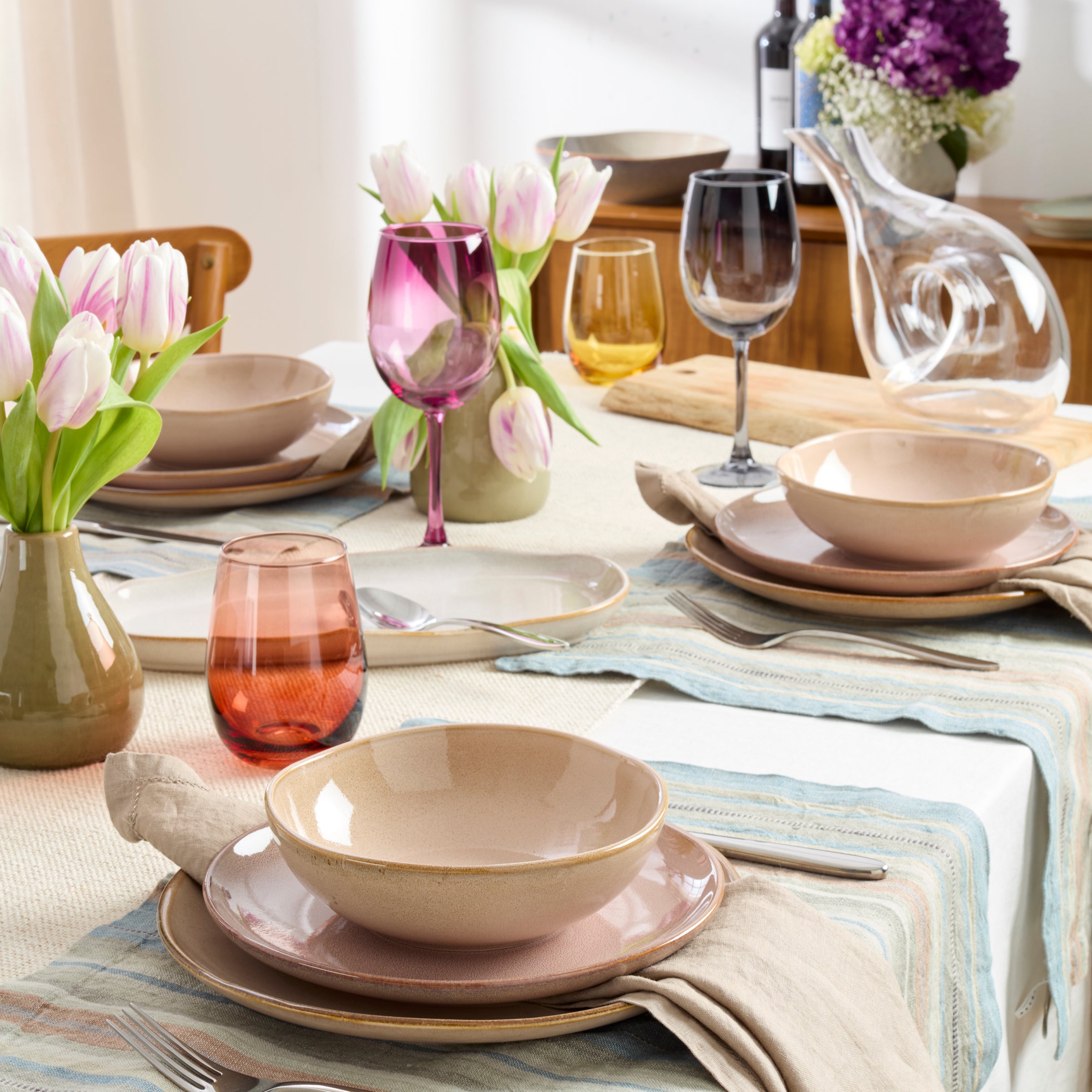 Premium Organic Clay 12-Piece Dinnerware Set - Eco-Friendly & Non-Toxic Tableware for Everyday Dining & Special Occasions