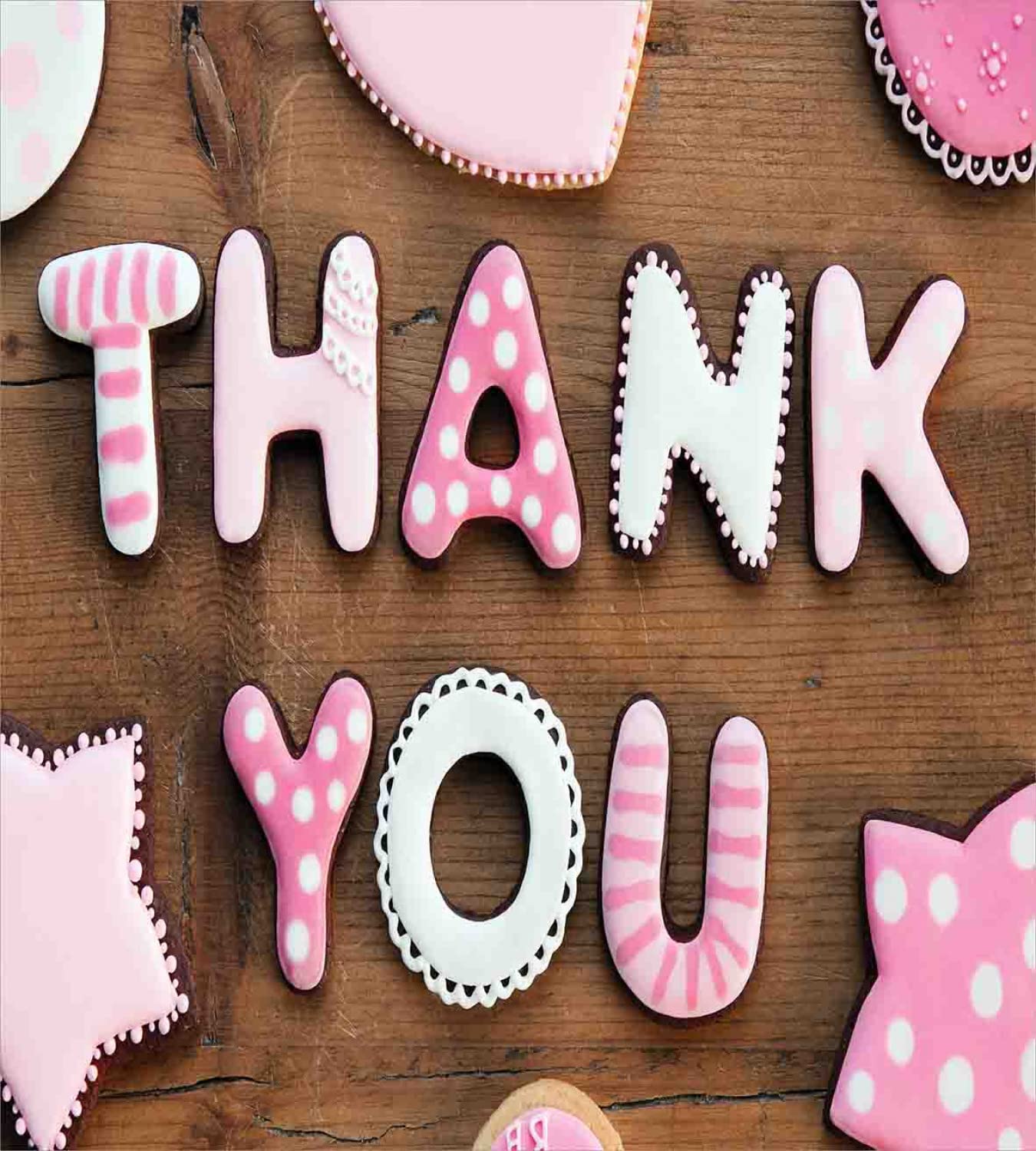 Ambesonne Thank You Duvet Cover Set - Romantic Cookie Letters & Sugar Candy Design on Rustic Wood Table - 2 Pack Twin Size Bedding Set with 2 Duvet Covers & 2 Pillowcases - White, Brown & Pink - Perfect for Guest Rooms, Bedroom Decor & Gift Giving