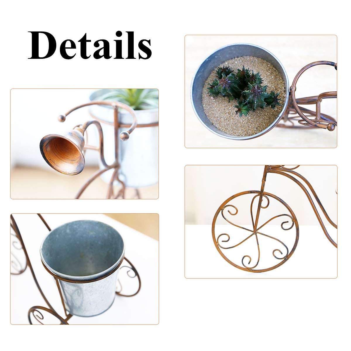 Sturdy Metal Flower Pot Holder for Bicycles - Modern Plant Stand for Indoor & Outdoor Use - Balcony, Garden, Home Decor - White
