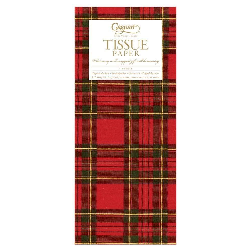 Caspari Royal Plaid Patterned Tissue Paper - 4 Sheets for Gift Wrapping, Party Decorations & Craft Projects