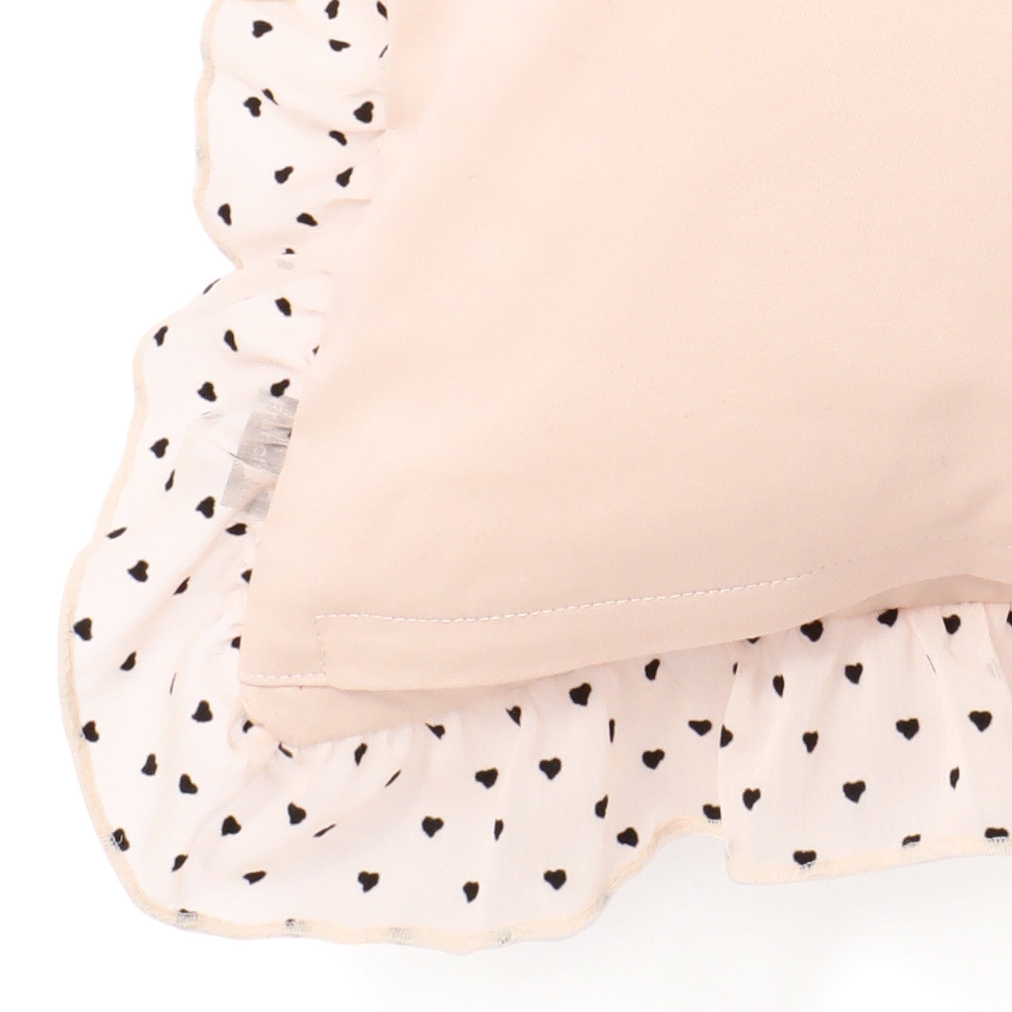 Frill Heart Cushion Cover 18x18 Inches Light Pink - Decorative Throw Pillow Case for Sofa, Bedroom, Nursery & Home Decor