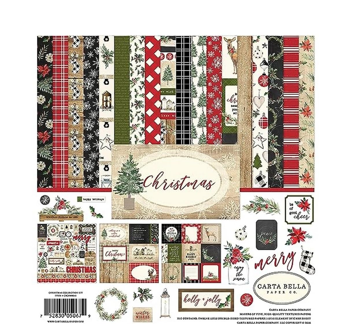 Carta Bella Christmas Paper Kit - 12x12 Inch for Holiday Scrapbooking