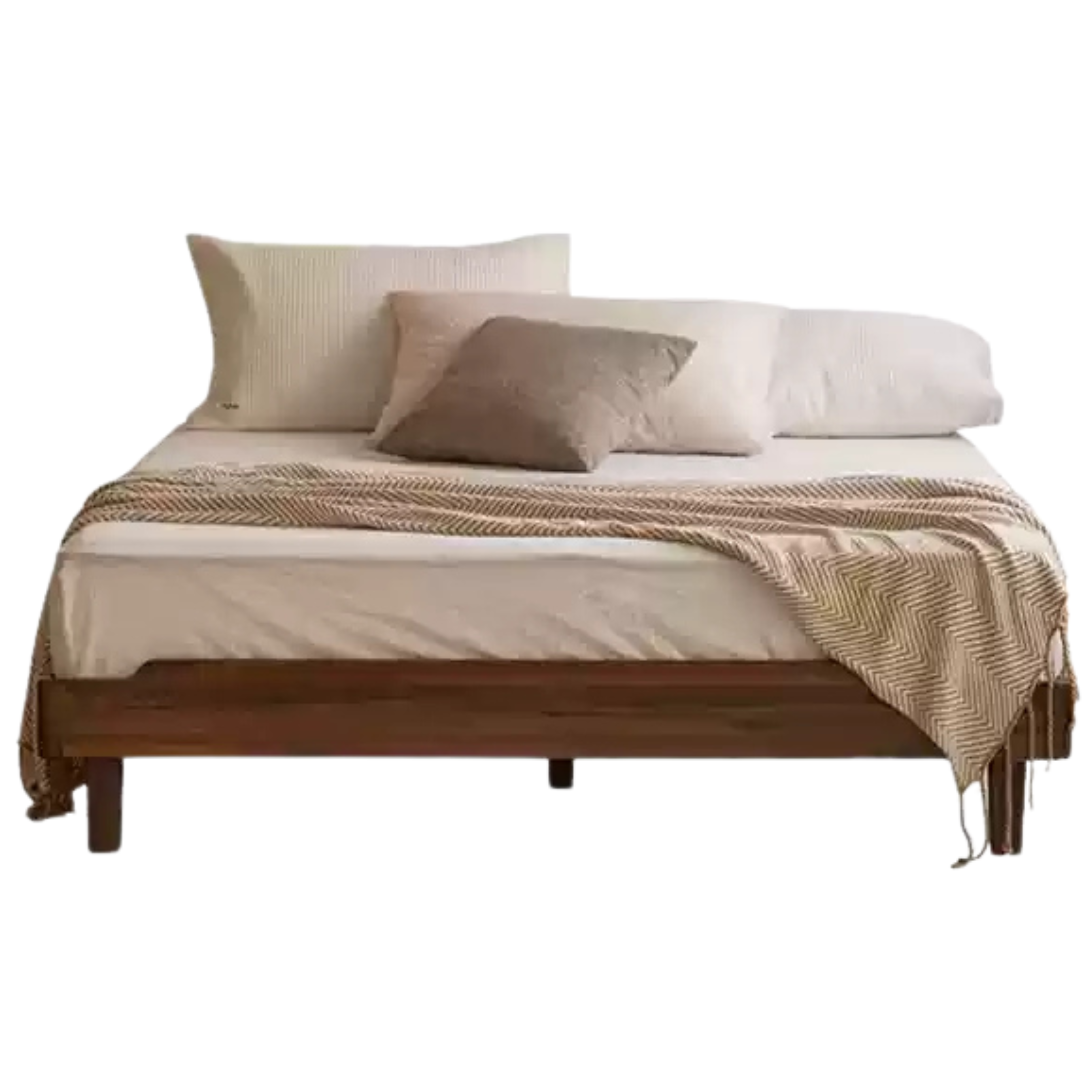 Solid Wood Platform Bed in Black Walnut & Ash - Headboard-Free Modern Bed Frame for Bedroom, Guest Room, or Dorm