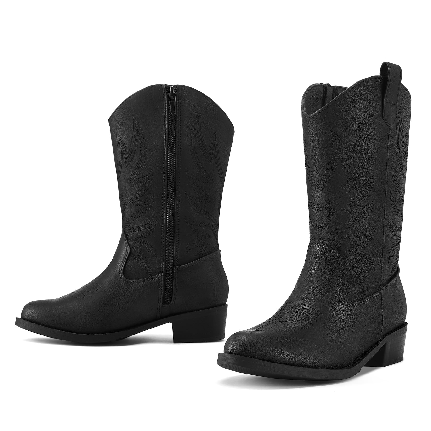 **K KomForme Western Cowboy Boots for Girls & Boys - Pointed Toe Mid-Calf Cowgirl Boots (Toddler/Little Kid/Big Kid) - Perfect for Rodeo, Halloween & Western-Themed Parties**