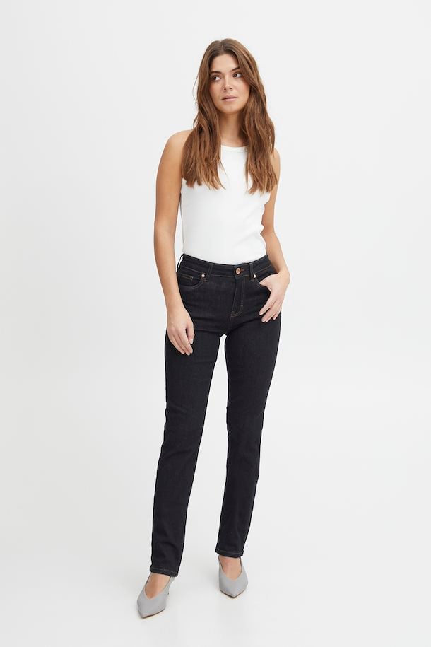 Emma Dark Unwashed High Waisted Straight Leg Jeans for Women - Comfortable Stretch Denim Pants for Casual Wear & Everyday Outfits