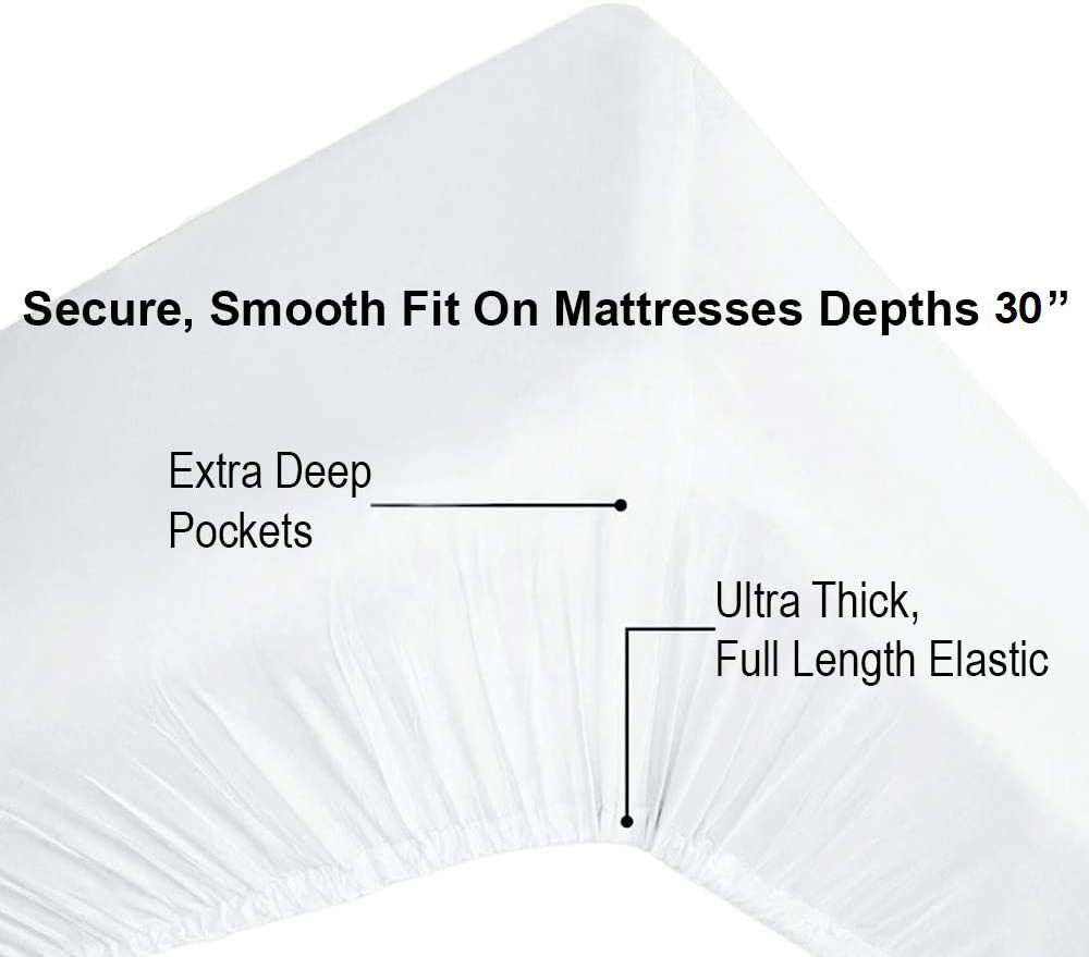 GOTS Certified 100% Organic Cotton Sheets - 800 Thread Count, 4-Piece Set, Extra Deep Pocket (Fits 30